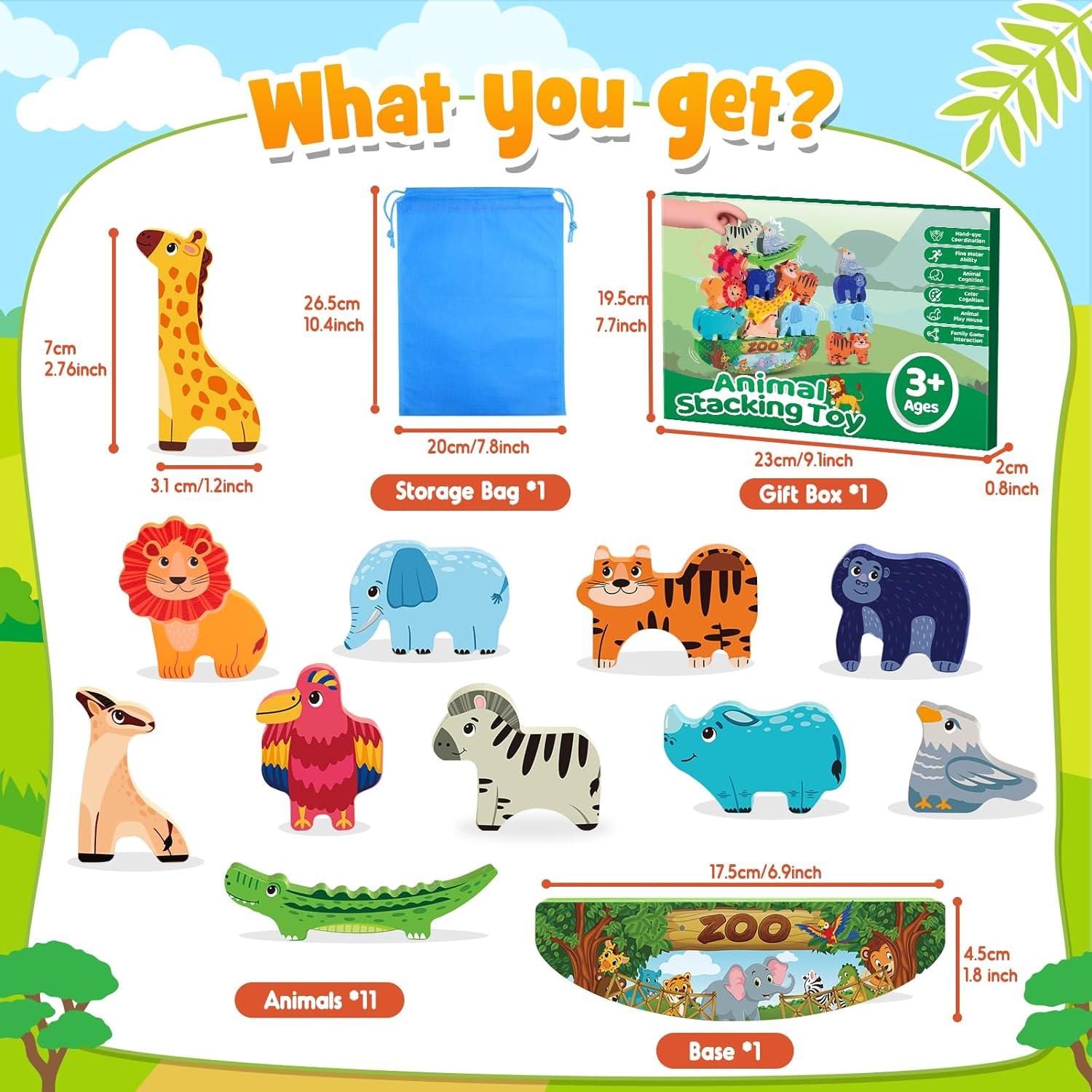 Juguete Montessori de Apilamiento de Animales IPORUP 26x18 cm