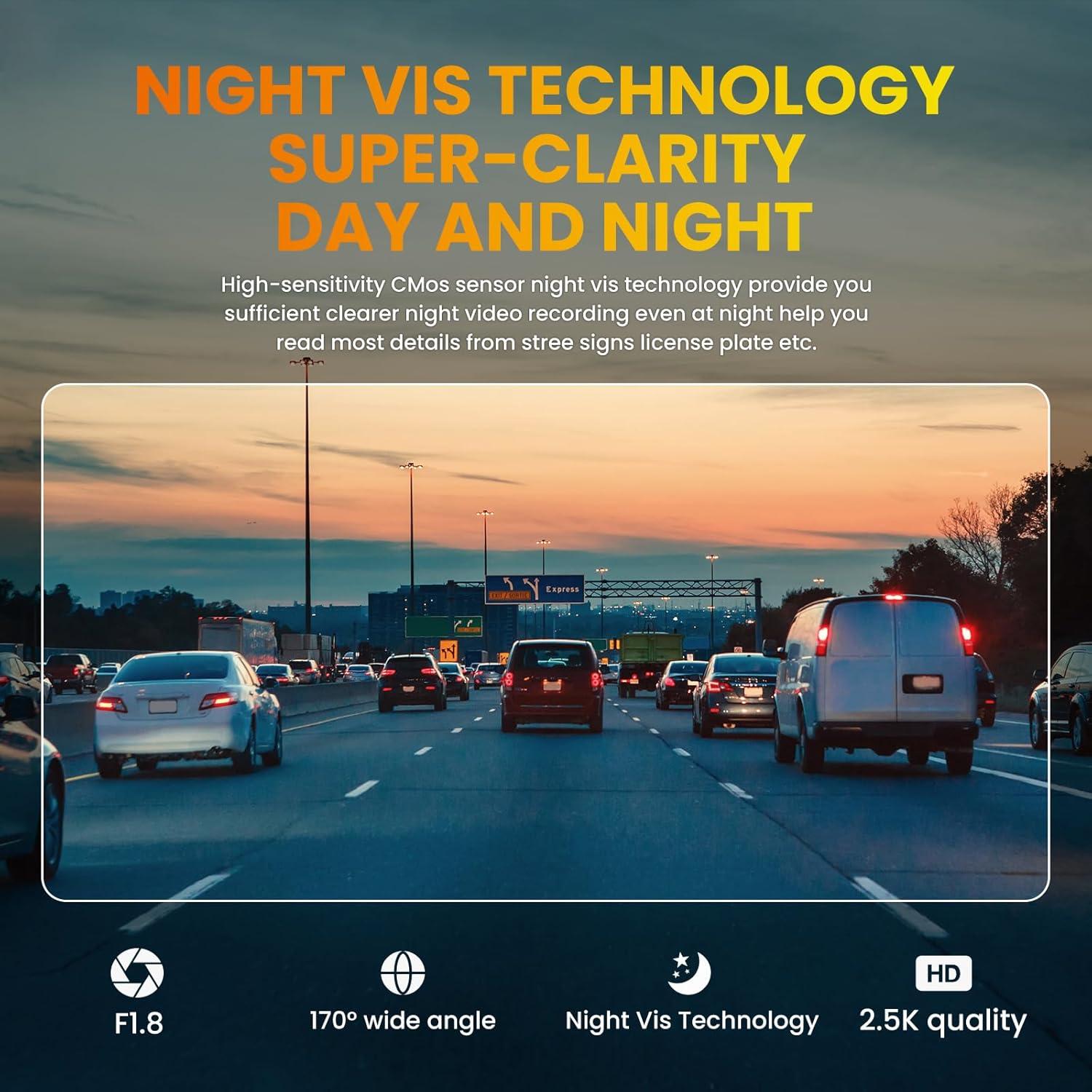 Cámara de tablero TVFEA C1S 2.5K Wi-Fi visión nocturna