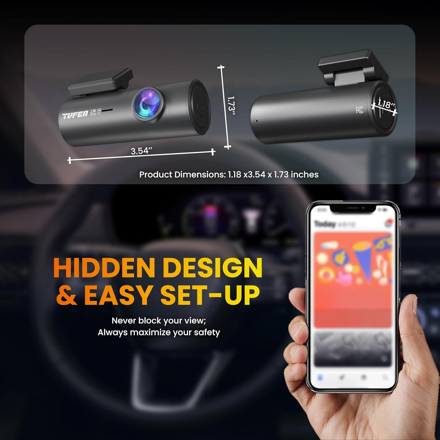 Cámara de tablero TVFEA C1S 2.5K Wi-Fi visión nocturna