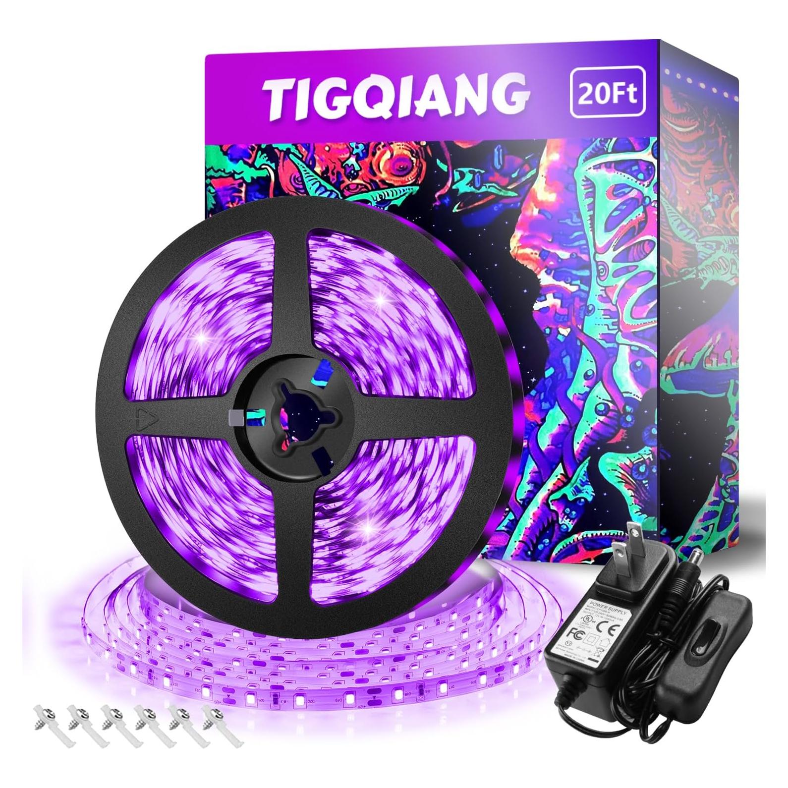 Tira de Luz Negra LED 6M TigQiang 360 LEDs 12V para Fiestas