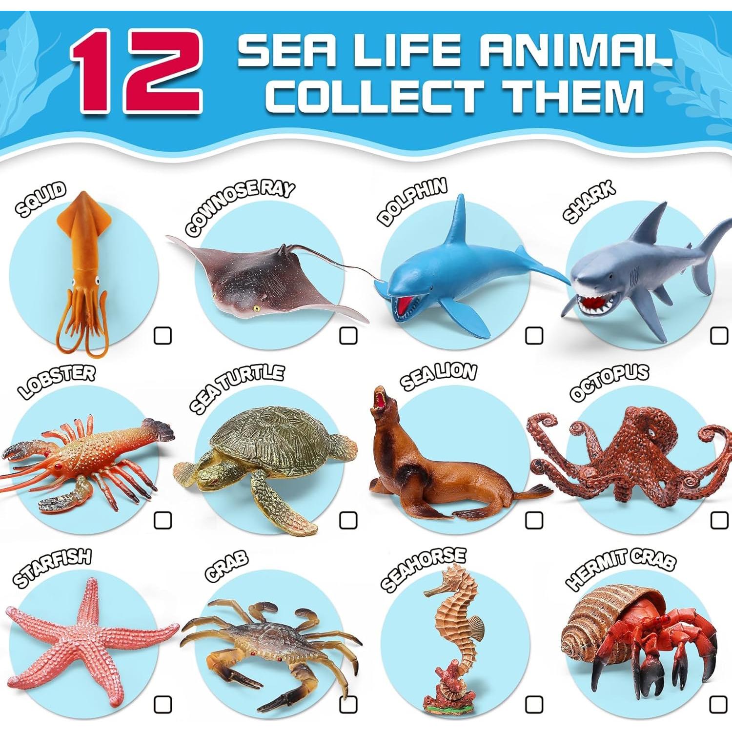 Paquete de 12 Juguetes de Animales Marinos KarberDark