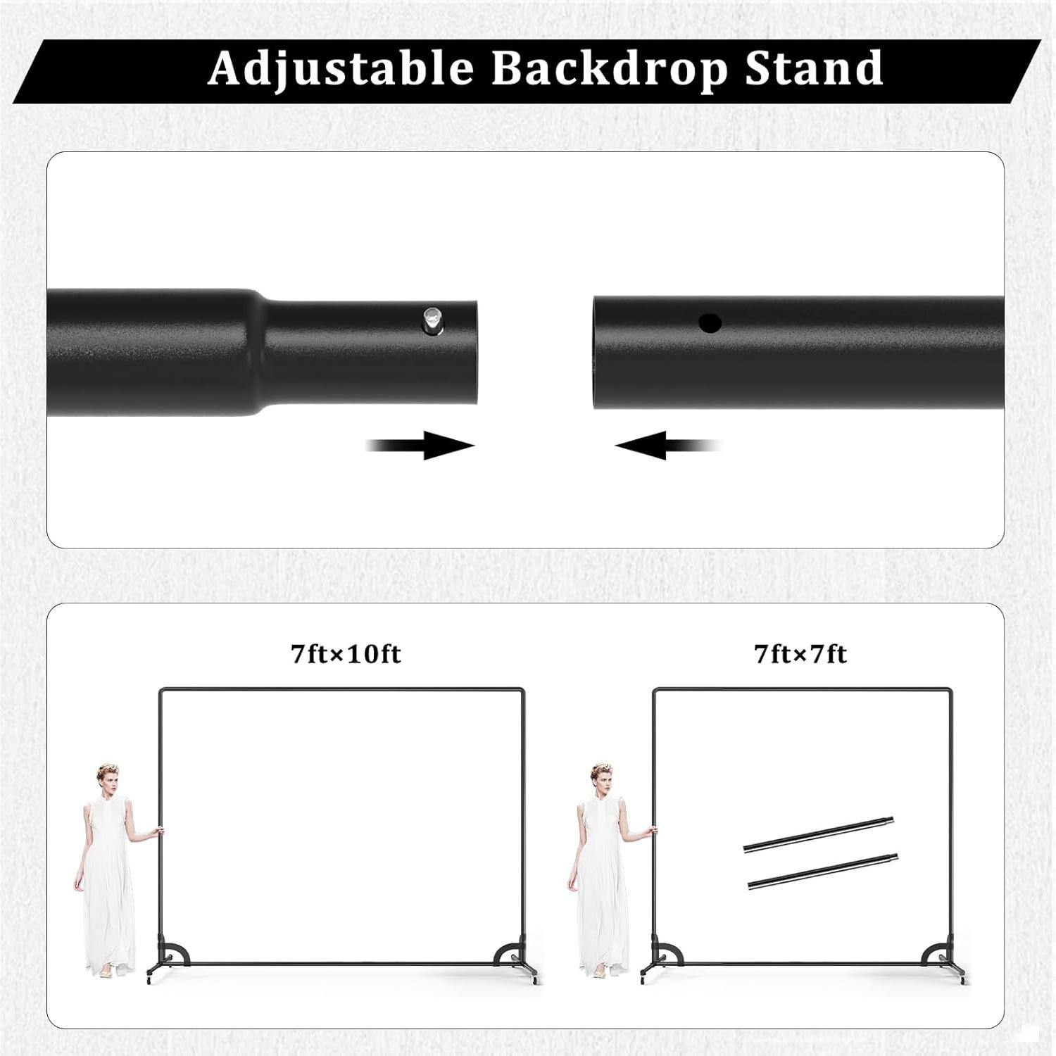 Soporte de fondo móvil 10x2.13m con ruedas Benoison negro y blanco