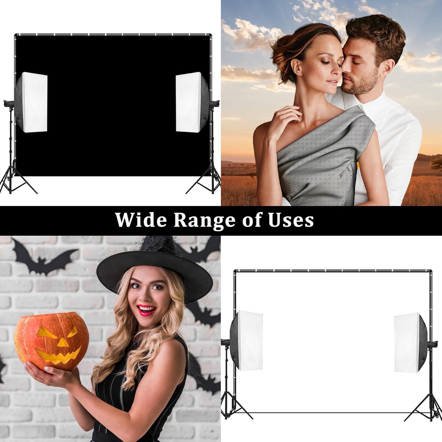 Soporte de fondo móvil 10x2.13m con ruedas Benoison negro y blanco