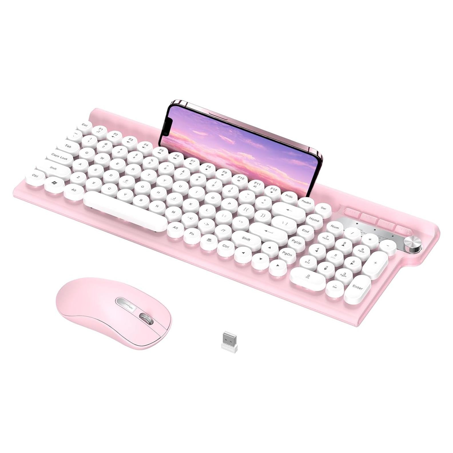Combo Teclado y Ratón Inalámbricos RaceGT Rosa con Soporte