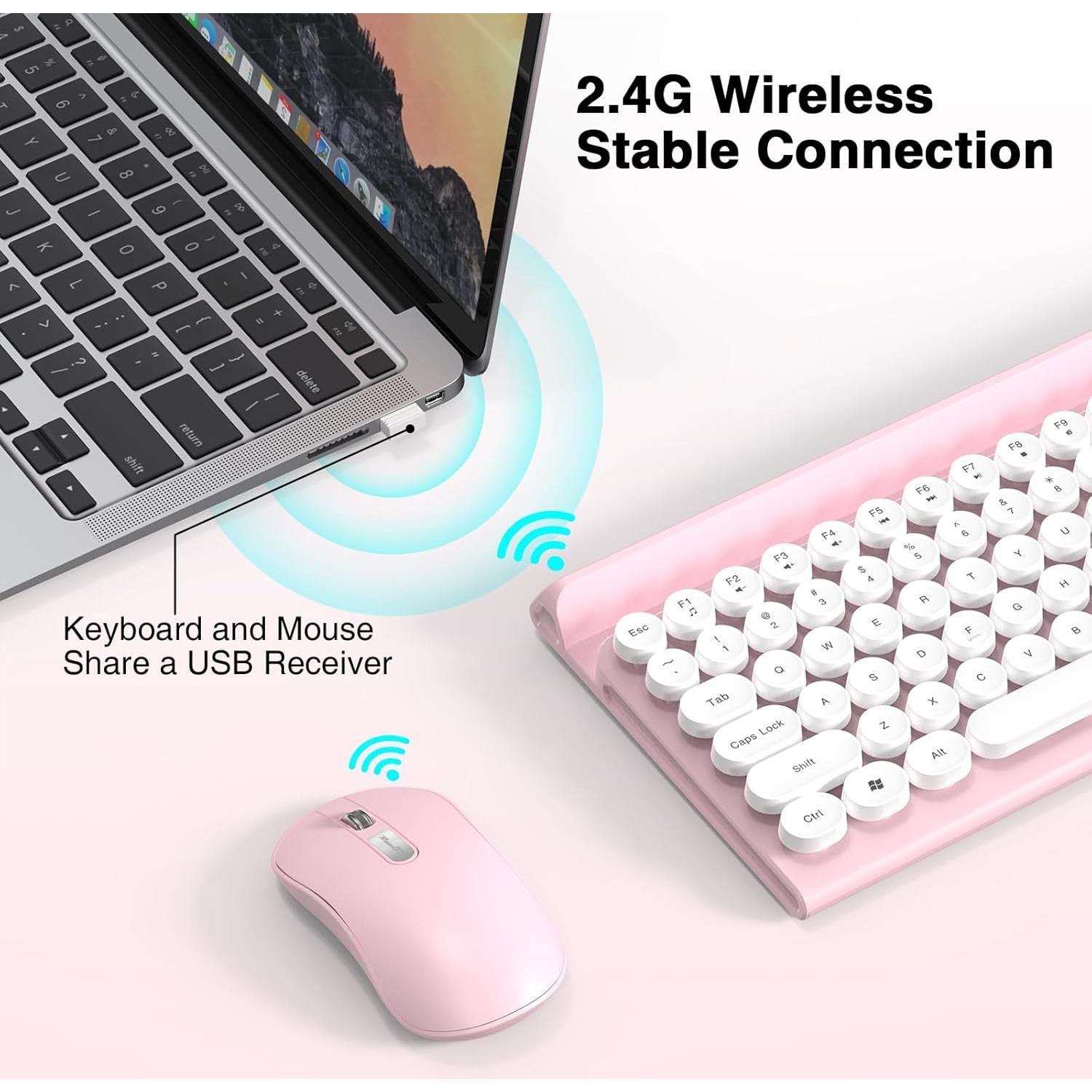 Combo Teclado y Ratón Inalámbricos RaceGT Rosa con Soporte