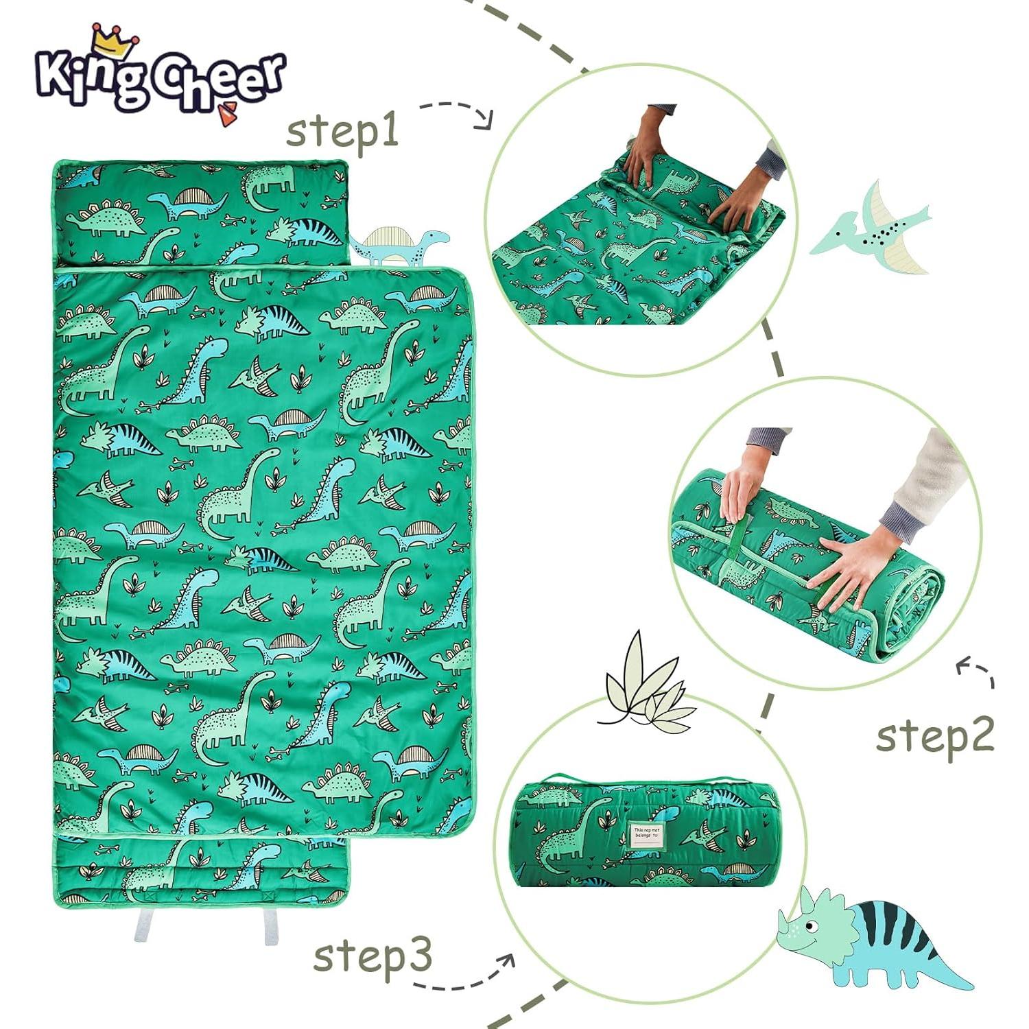 Colchoneta para Siesta KingCheer Dinosaurio Verde 139.7x53.3cm