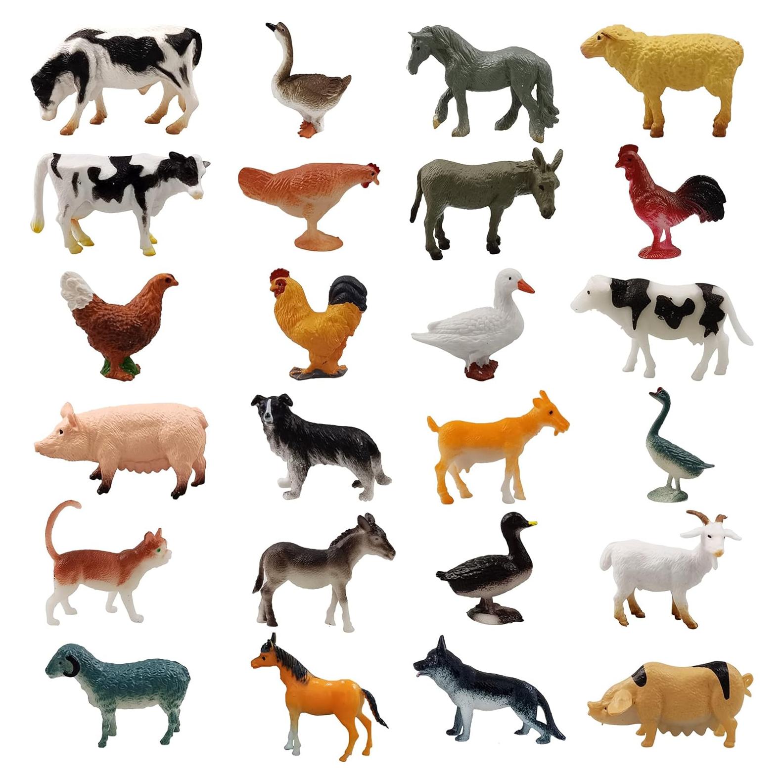 24 Mini Figuras de Animales de Granja PPXMEEUDC 3-6,6 cm