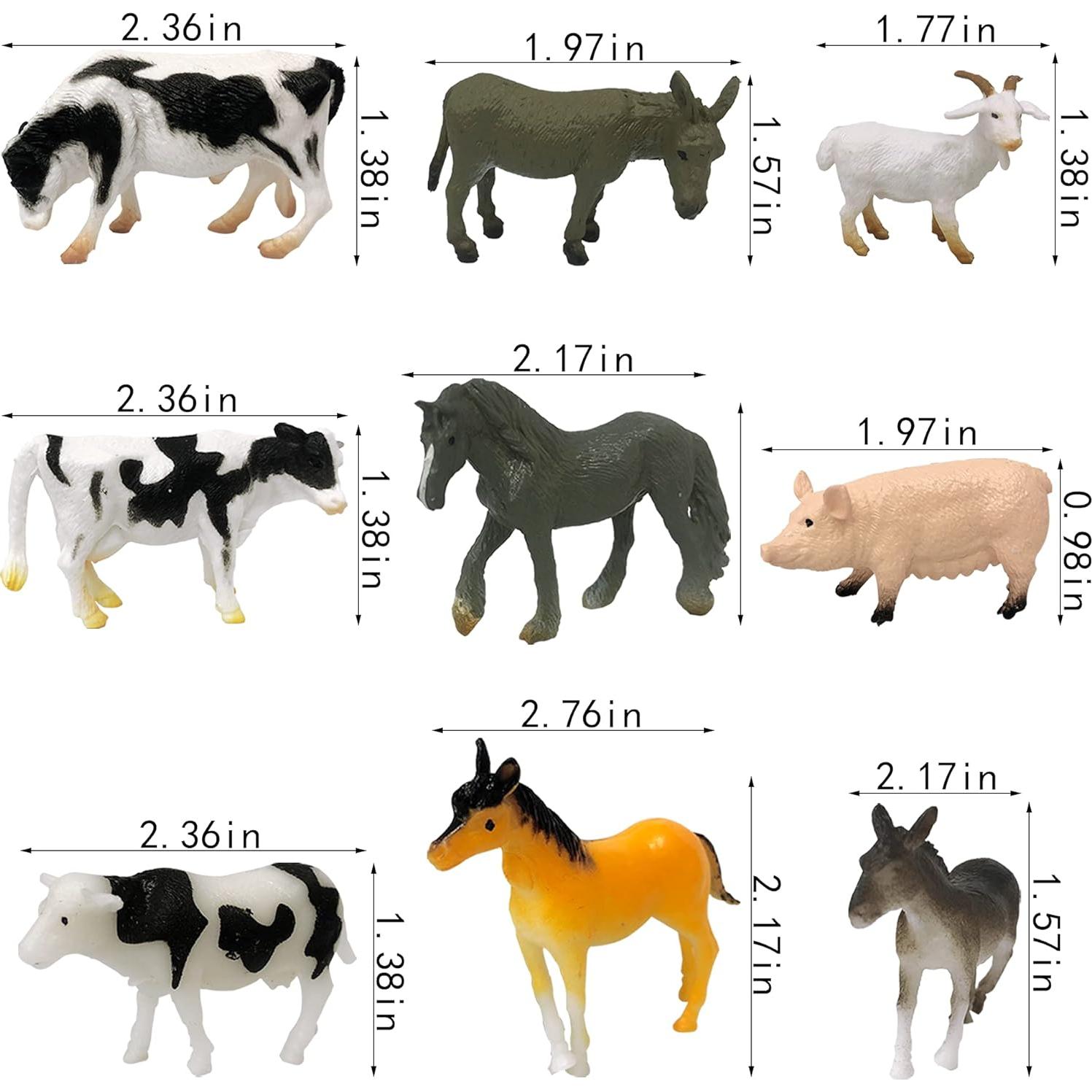 24 Mini Figuras de Animales de Granja PPXMEEUDC 3-6,6 cm