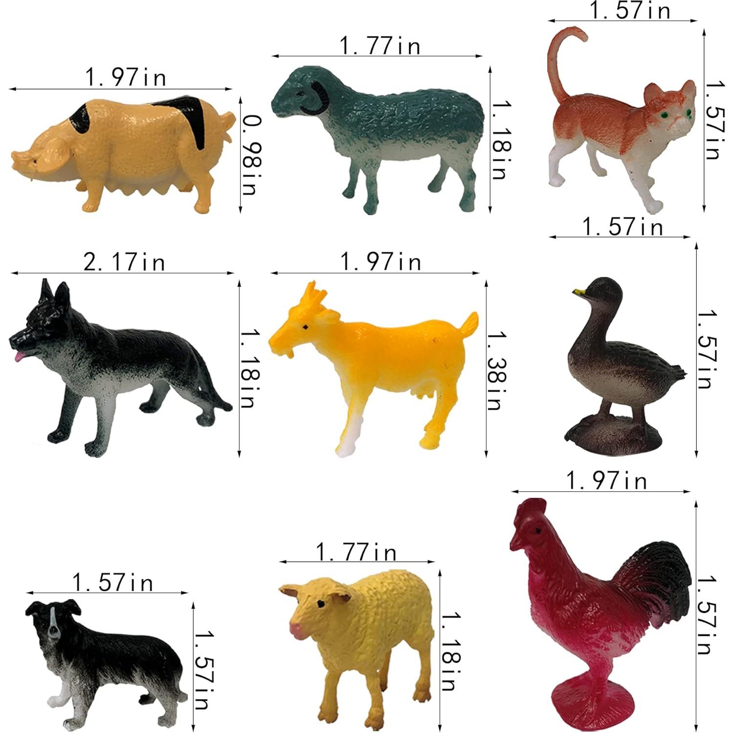 24 Mini Figuras de Animales de Granja PPXMEEUDC 3-6,6 cm