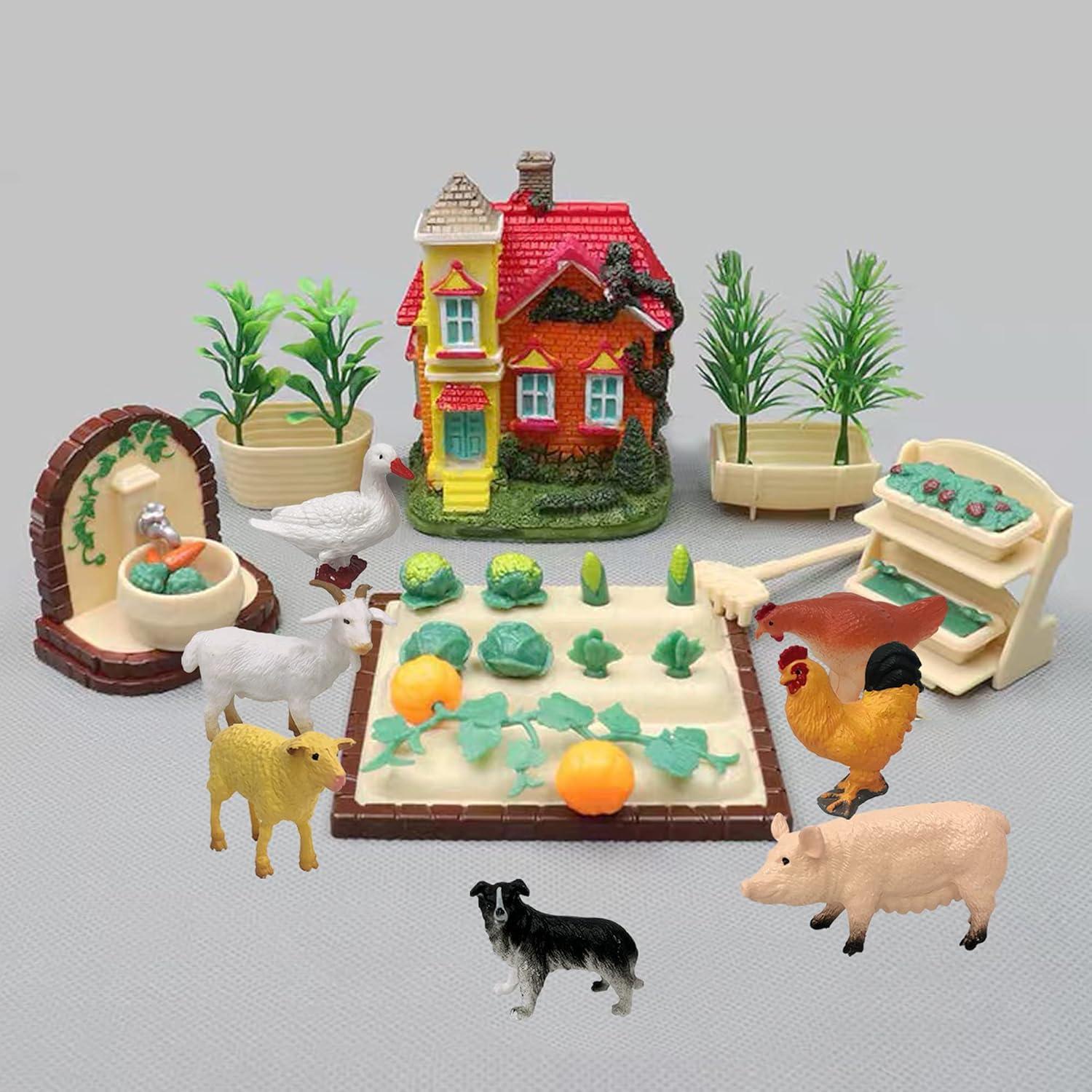 24 Mini Figuras de Animales de Granja PPXMEEUDC 3-6,6 cm
