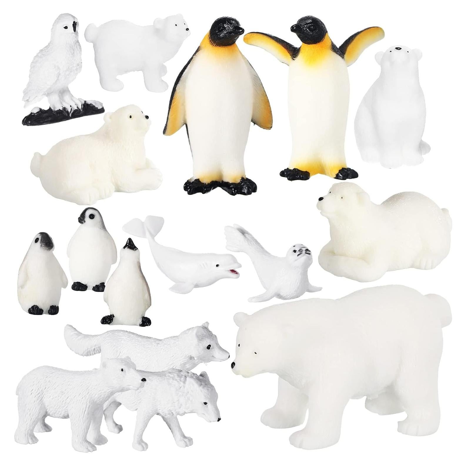 Kasyat 16 Figuras Animales Polares Juguetes Educativos 4.5 cm