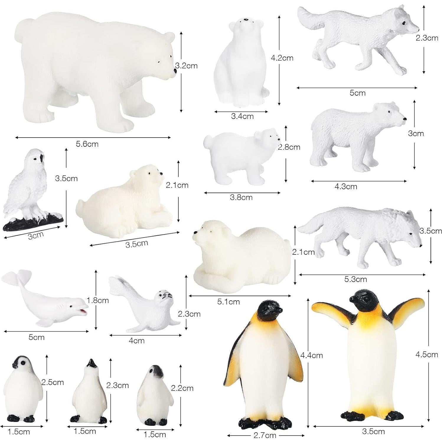 Kasyat 16 Figuras Animales Polares Juguetes Educativos 4.5 cm