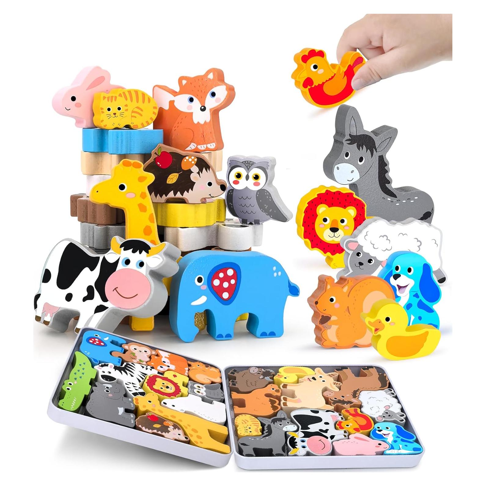 Rompecabezas de Madera 24 Figuras Animales Granja y Safari