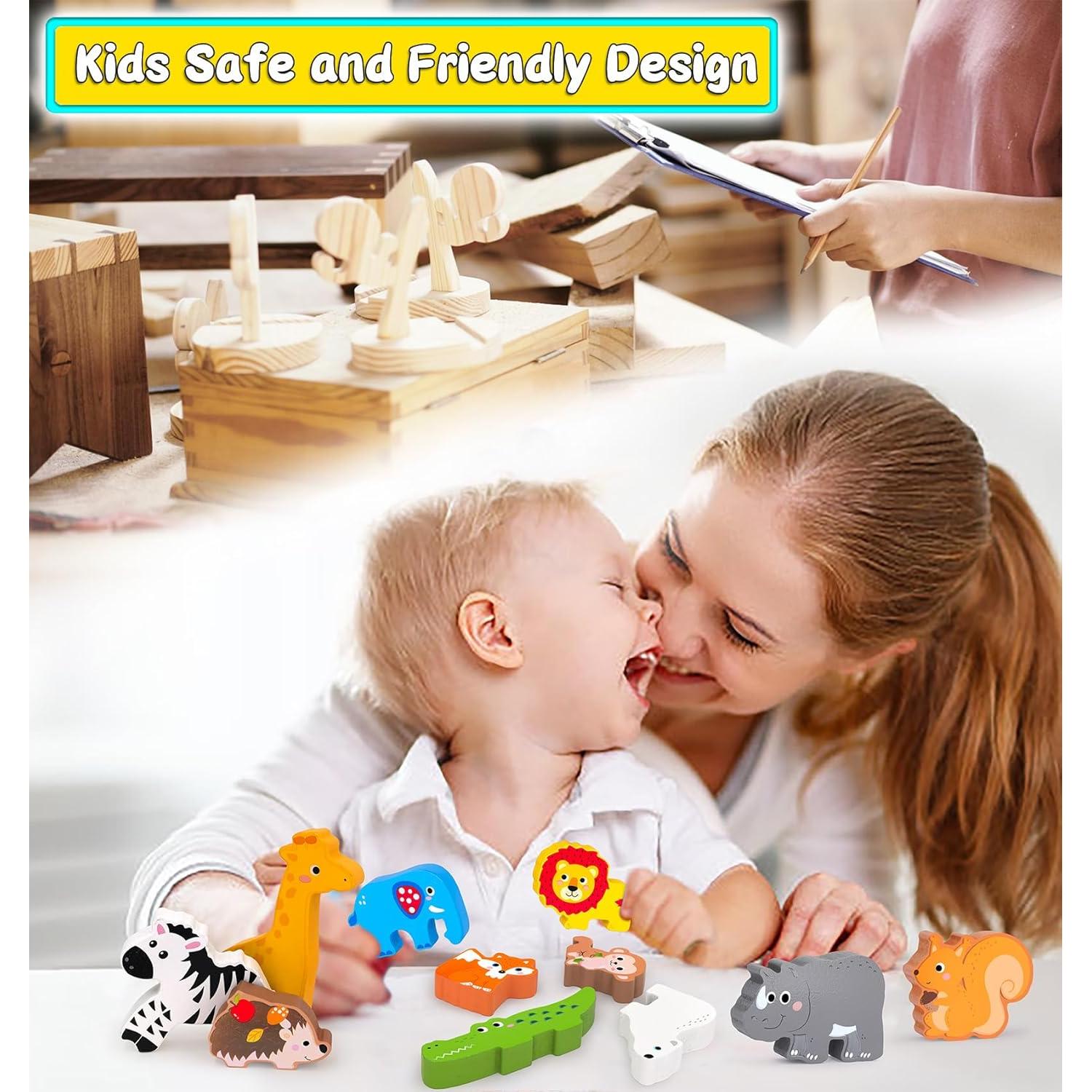 Rompecabezas de Madera 24 Figuras Animales Granja y Safari