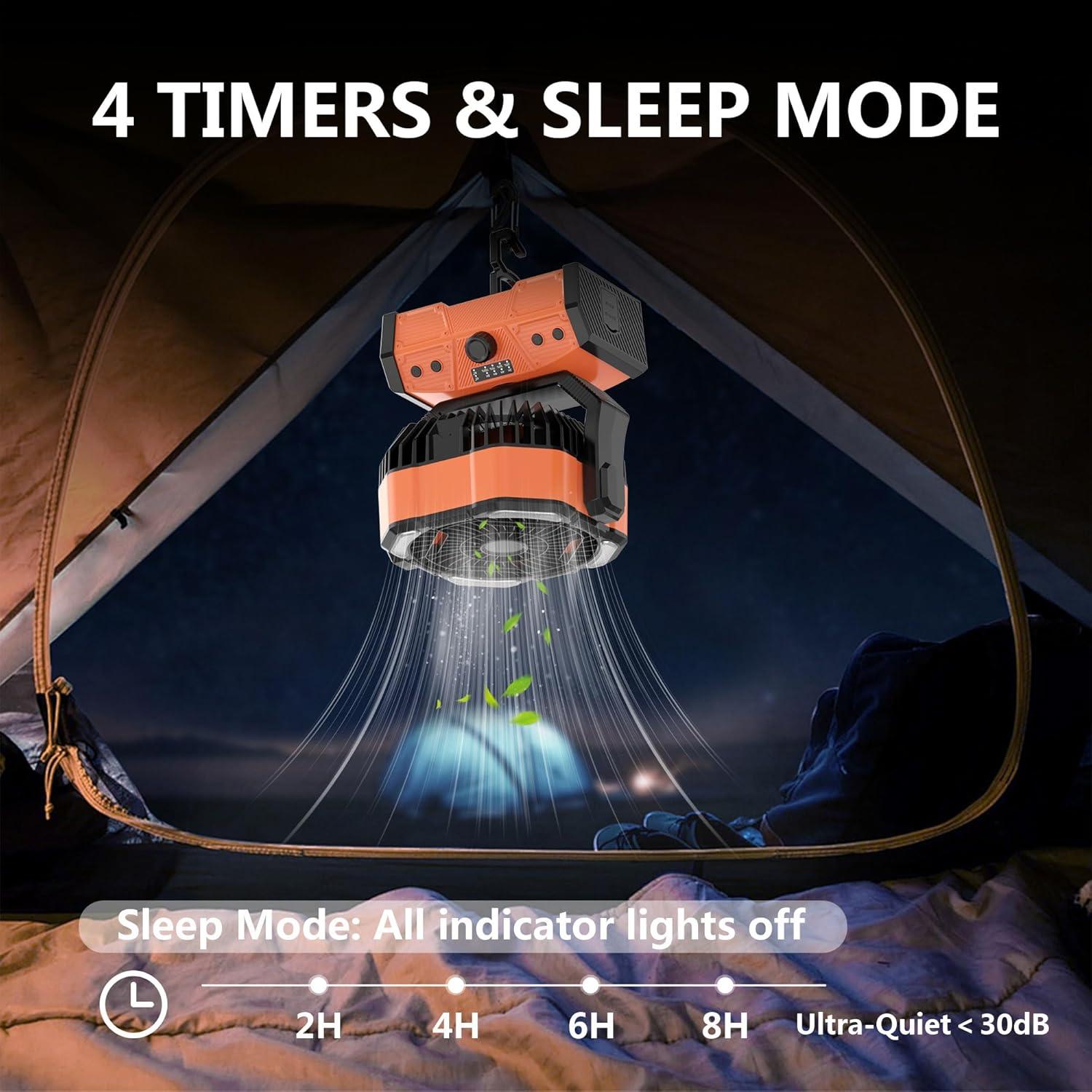 Ventilador de Camping Easywave Naranja con Linterna LED 30000mAh