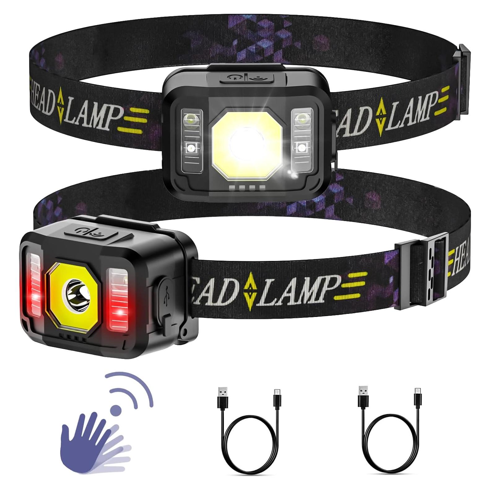 Linterna Frontal LED Recargable Pluralla 2 Paquete 6 Modos