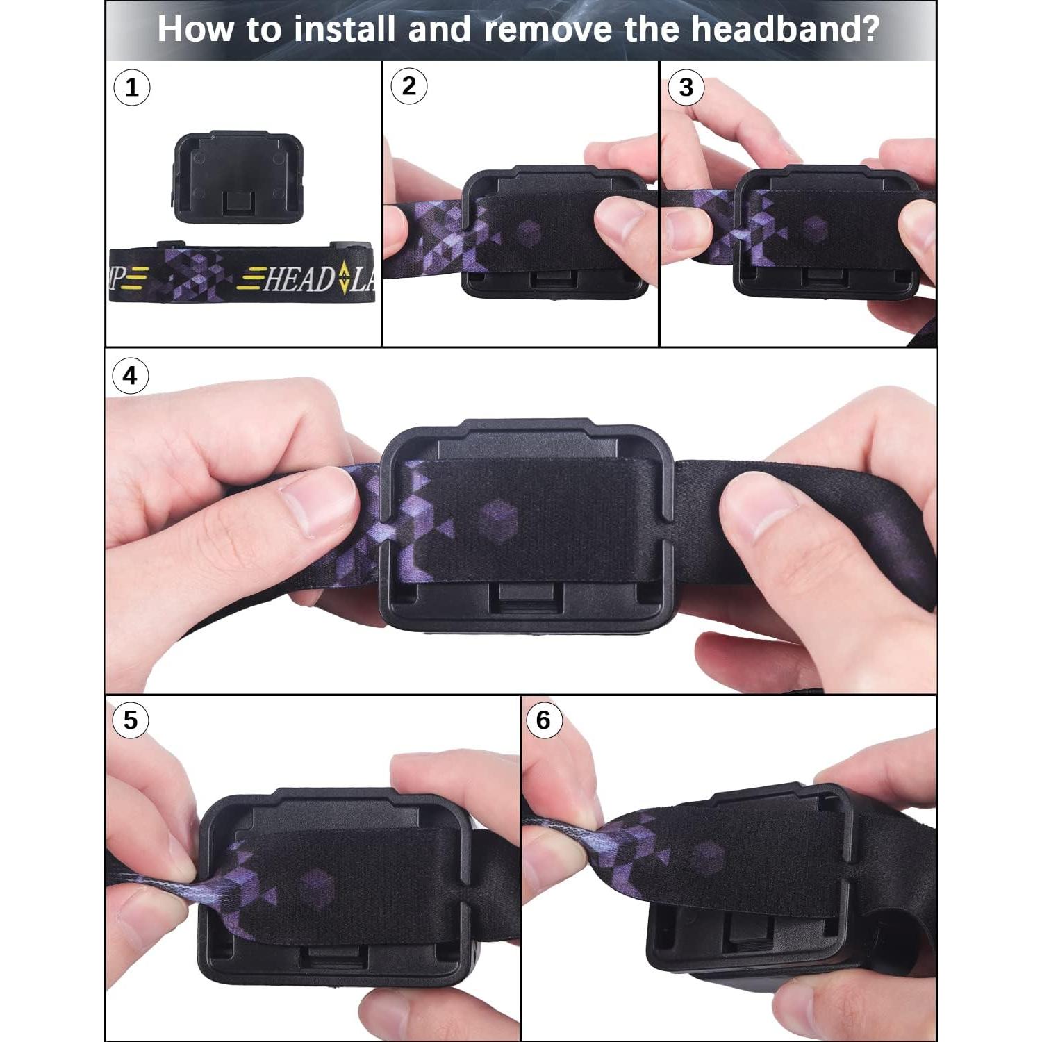 Linterna Frontal LED Recargable Pluralla 2 Paquete 6 Modos