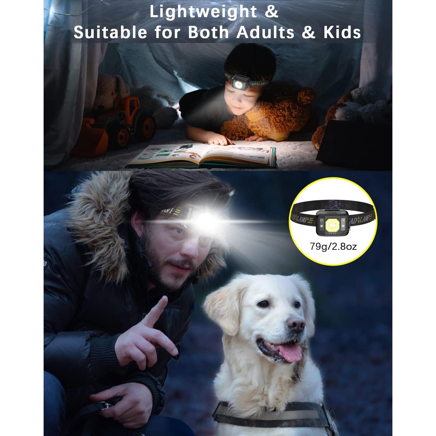 Linterna Frontal LED Recargable Pluralla 2 Paquete 6 Modos