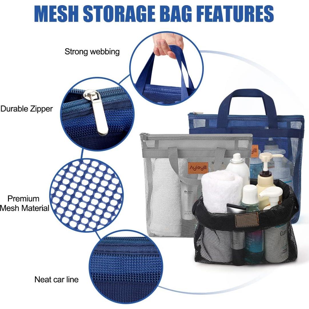 Caddy de Ducha Portátil A.DASHER 3 Pcs Malla Secado Rápido