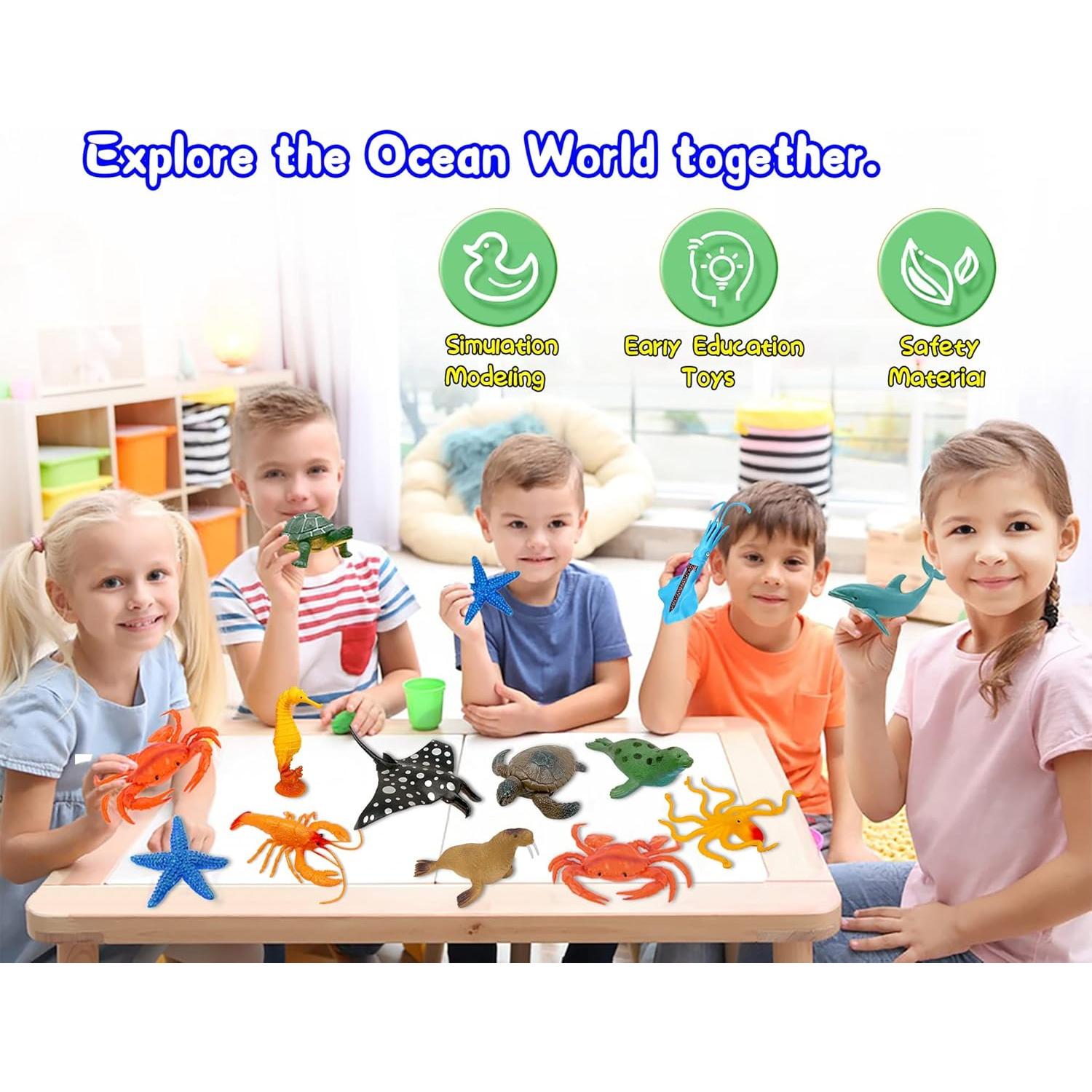 Figuras de Animales Marinos 12 Piezas Juguetes de Baño