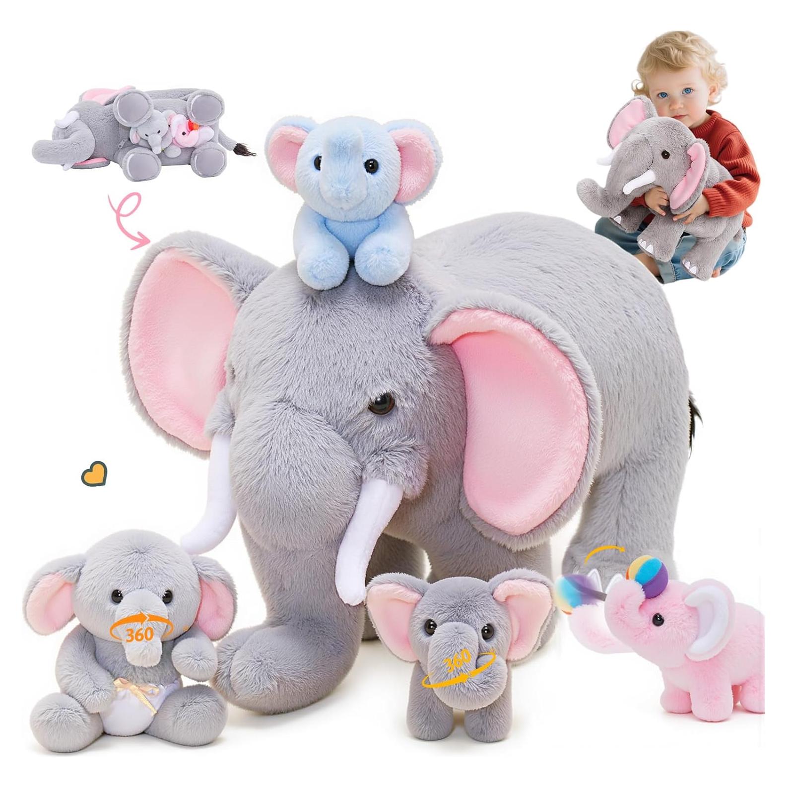 Set de Juguetes de Peluche OUOZZZ Elefante Interactivo 4 Piezas