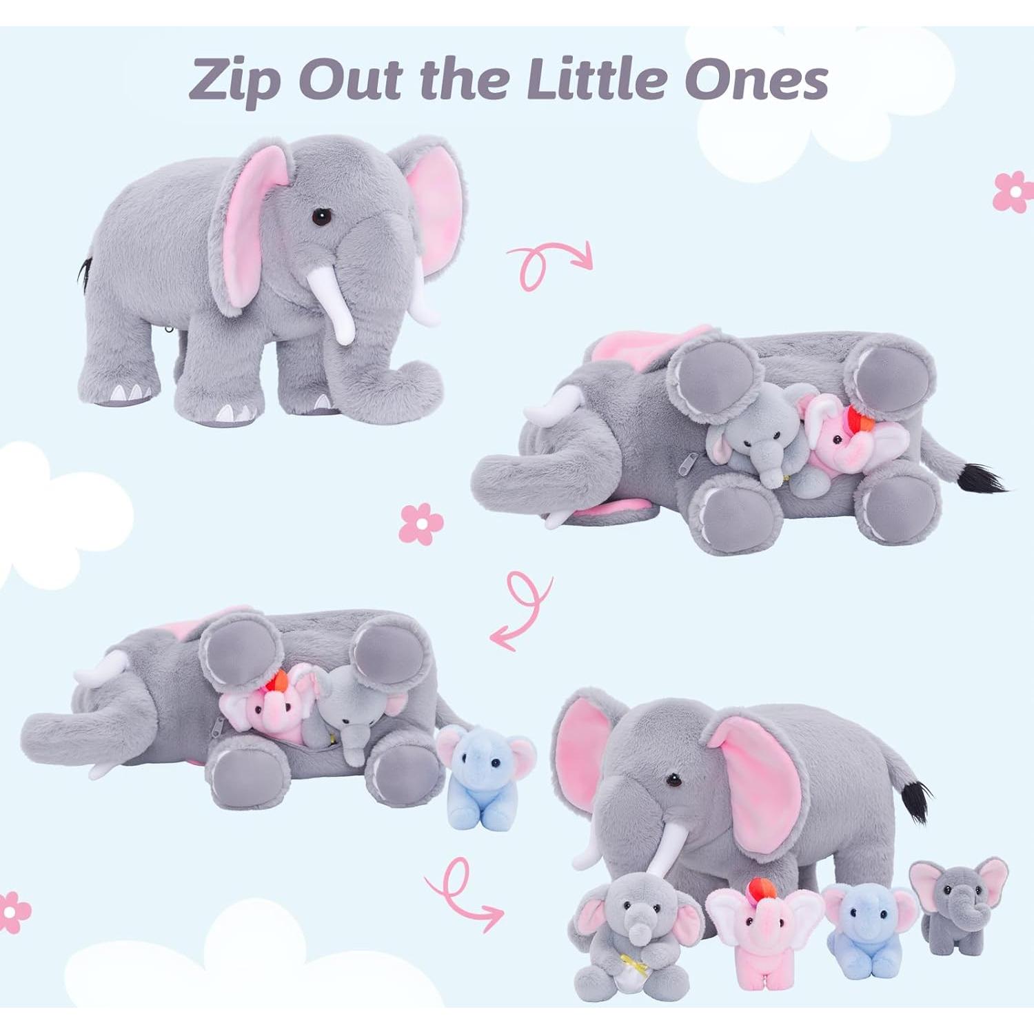 Set de Juguetes de Peluche OUOZZZ Elefante Interactivo 4 Piezas