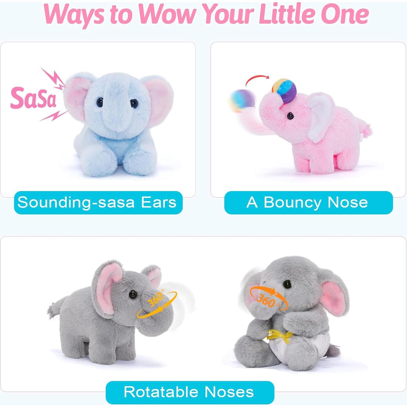 Set de Juguetes de Peluche OUOZZZ Elefante Interactivo 4 Piezas