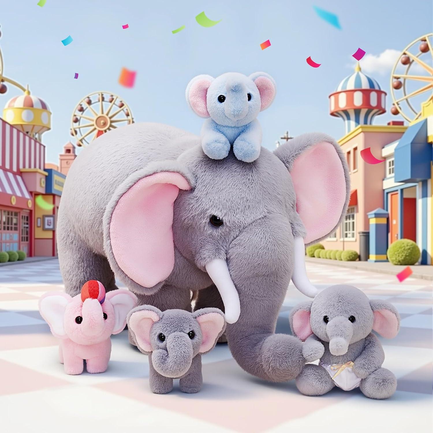 Set de Juguetes de Peluche OUOZZZ Elefante Interactivo 4 Piezas