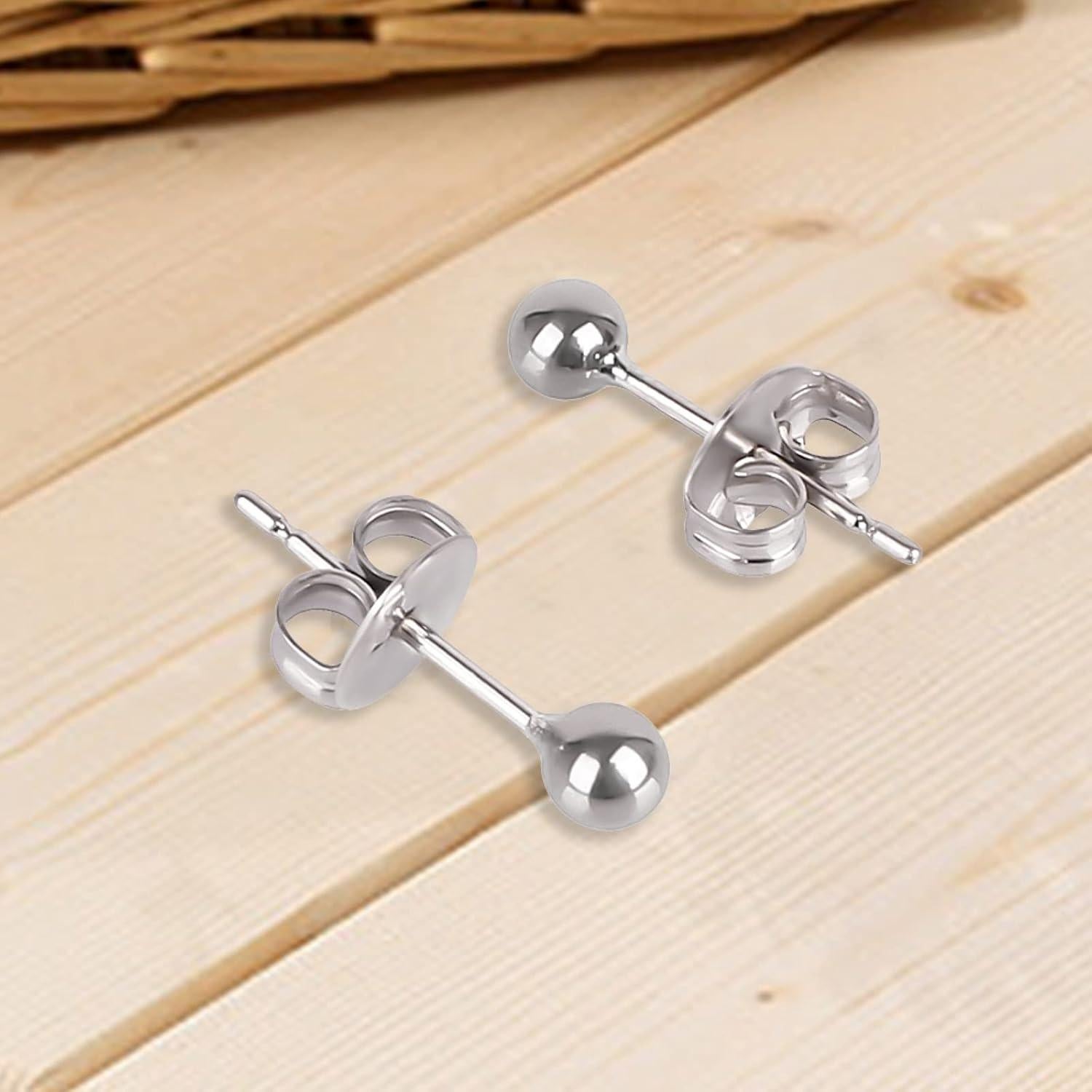 Pendientes de perno de titanio hipoalergénicos 3mm y 4mm