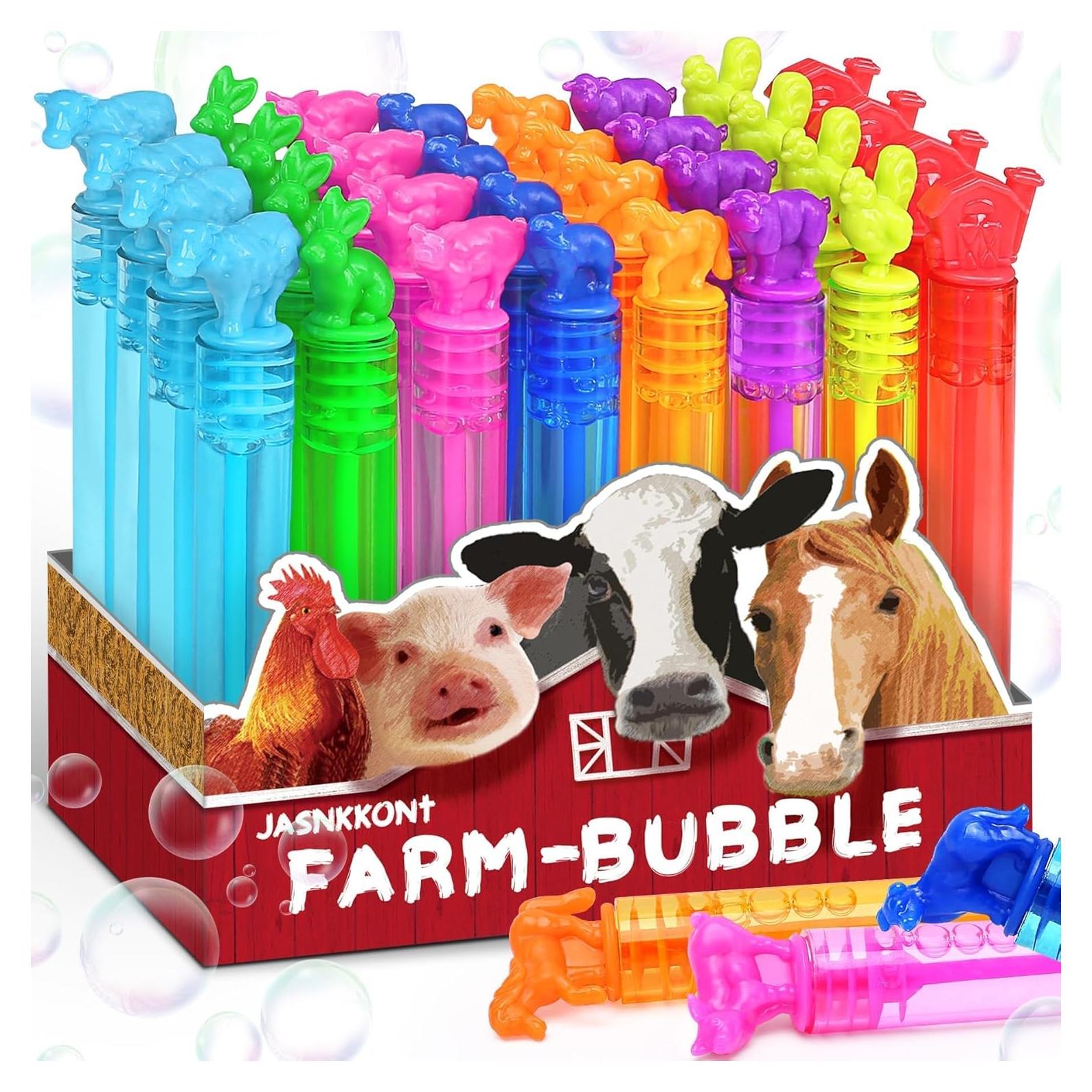32 Varitas de Burbujas de Animales de Granja JASNKKONT