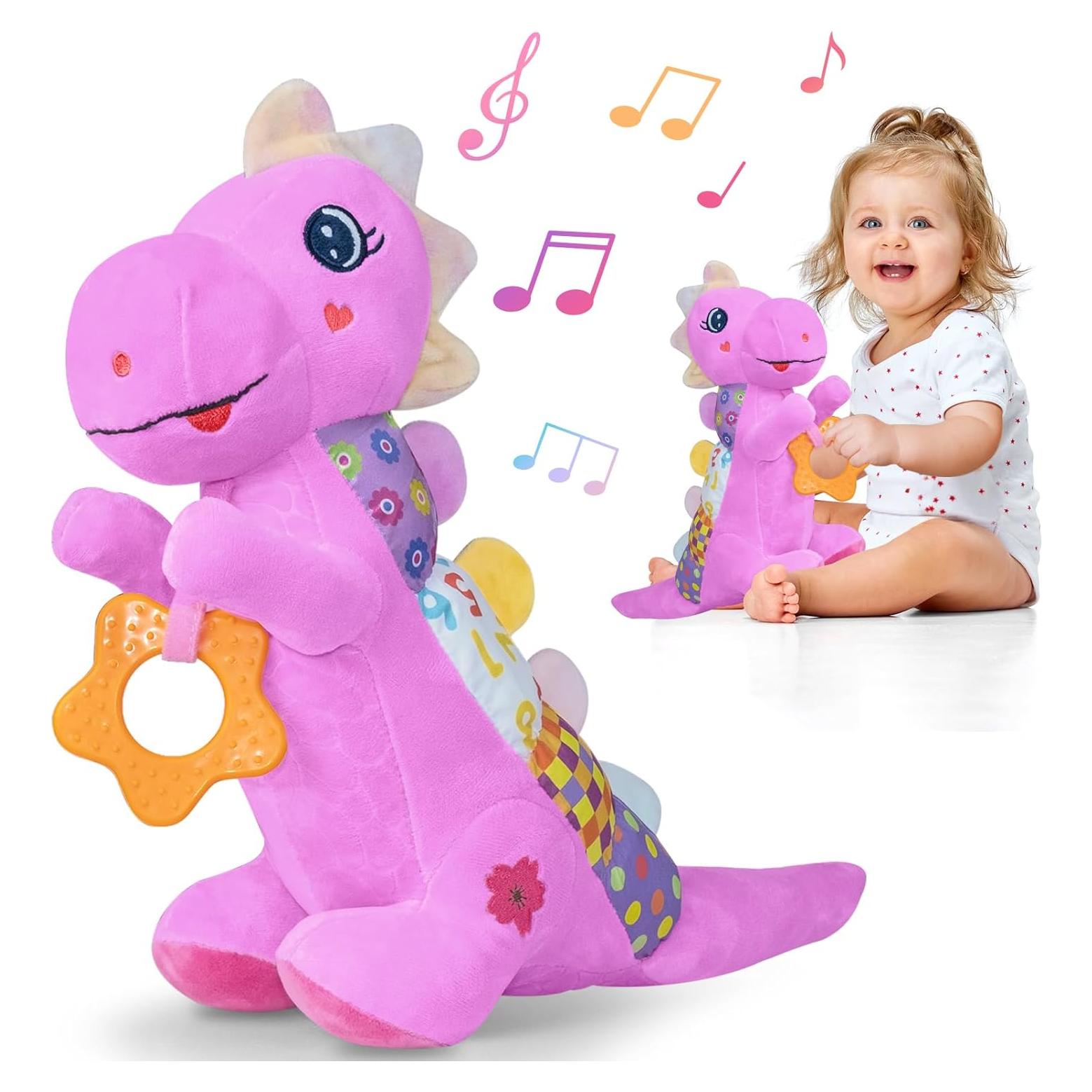 Juguete de Peluche Dinosaurio Musical Bebé 0-12 Meses Púrpura
