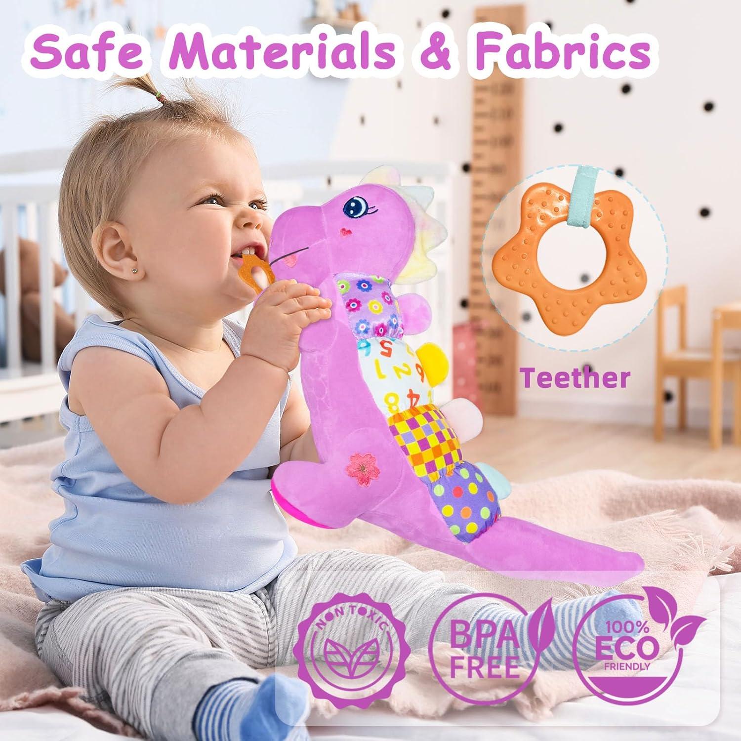 Juguete de Peluche Dinosaurio Musical Bebé 0-12 Meses Púrpura