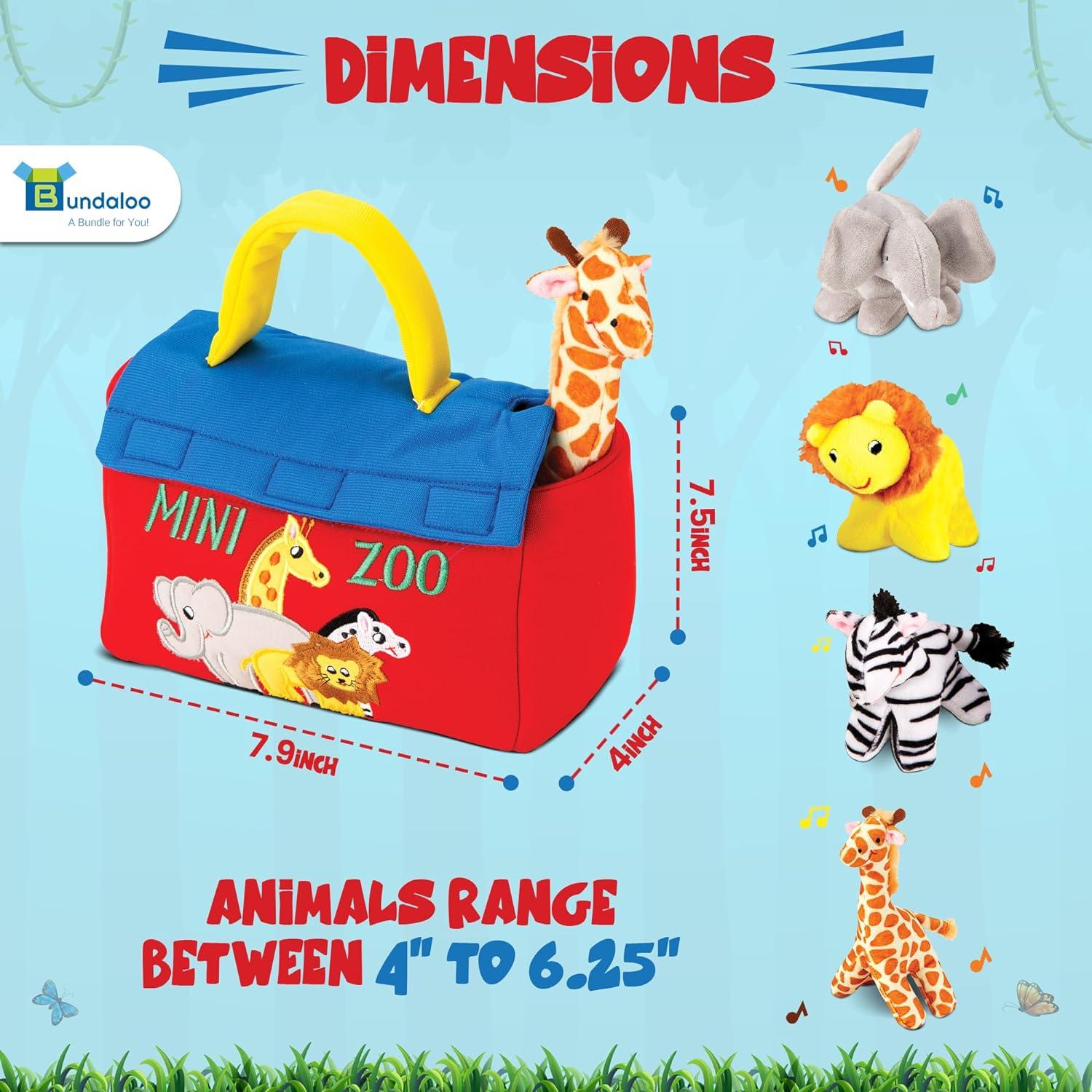 Juego de Mini Zoo de Peluche Bundaloo - 4 Animales Interactivos