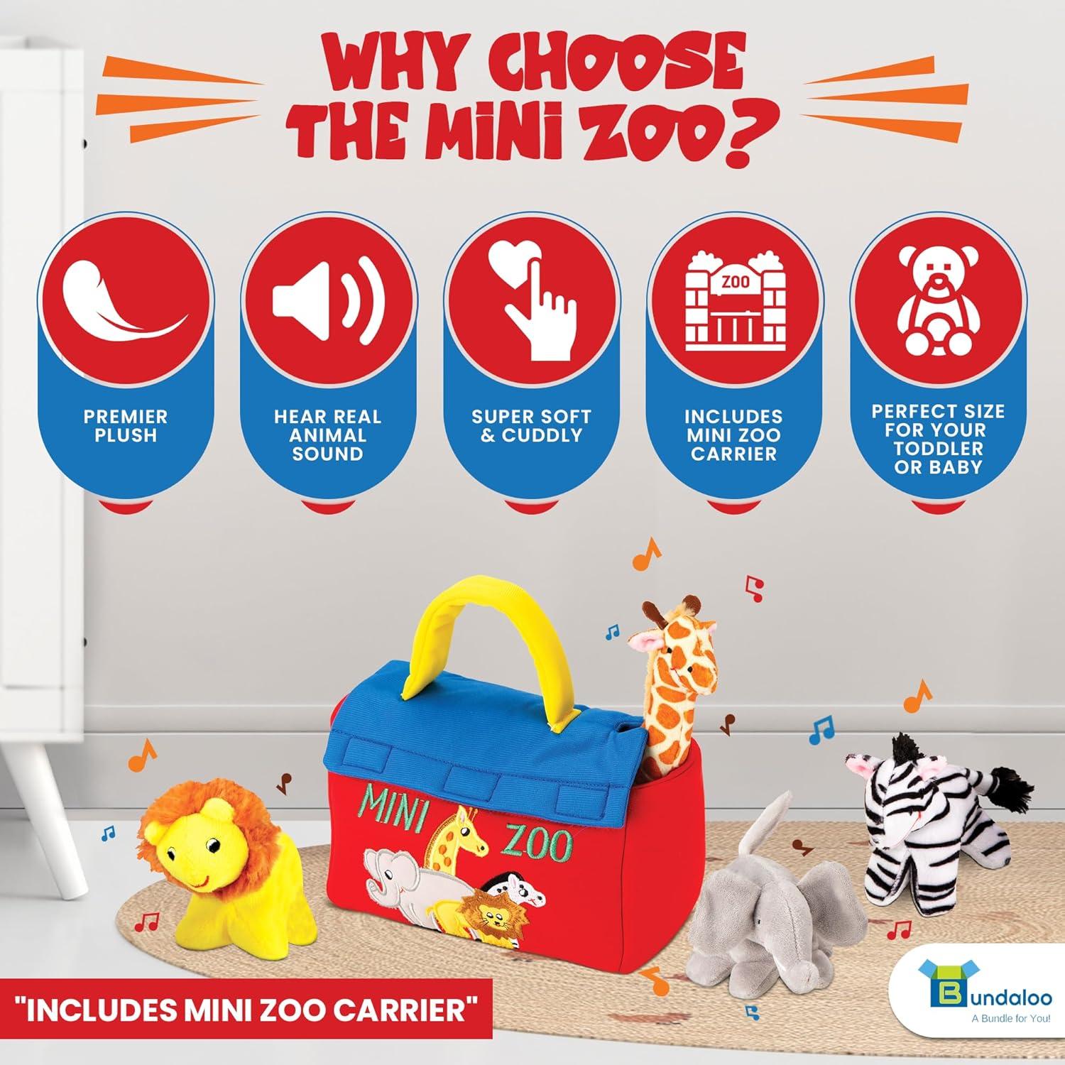 Juego de Mini Zoo de Peluche Bundaloo - 4 Animales Interactivos