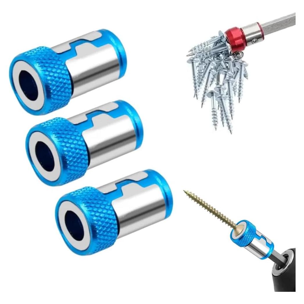 Upgrade Screwdriver Head Magnetic Ring, Universal Magnetizer Screw Removable for Hex Screwdriver and Power Bits, Magnetic Screw Ring Bit Magnetizer Ring Metal Magnetizer Screw (1, Blue)