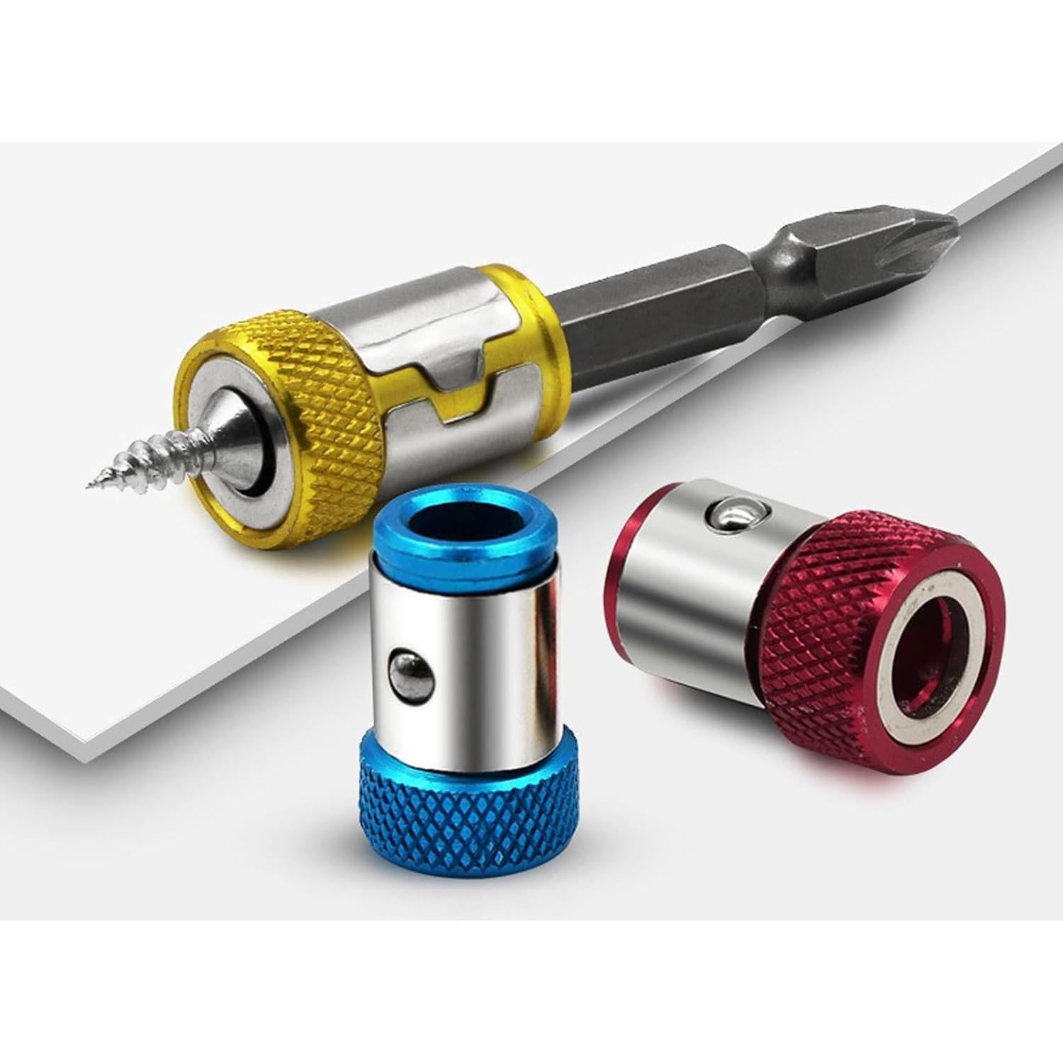 Upgrade Screwdriver Head Magnetic Ring, Universal Magnetizer Screw Removable for Hex Screwdriver and Power Bits, Magnetic Screw Ring Bit Magnetizer Ring Metal Magnetizer Screw (1, Blue)