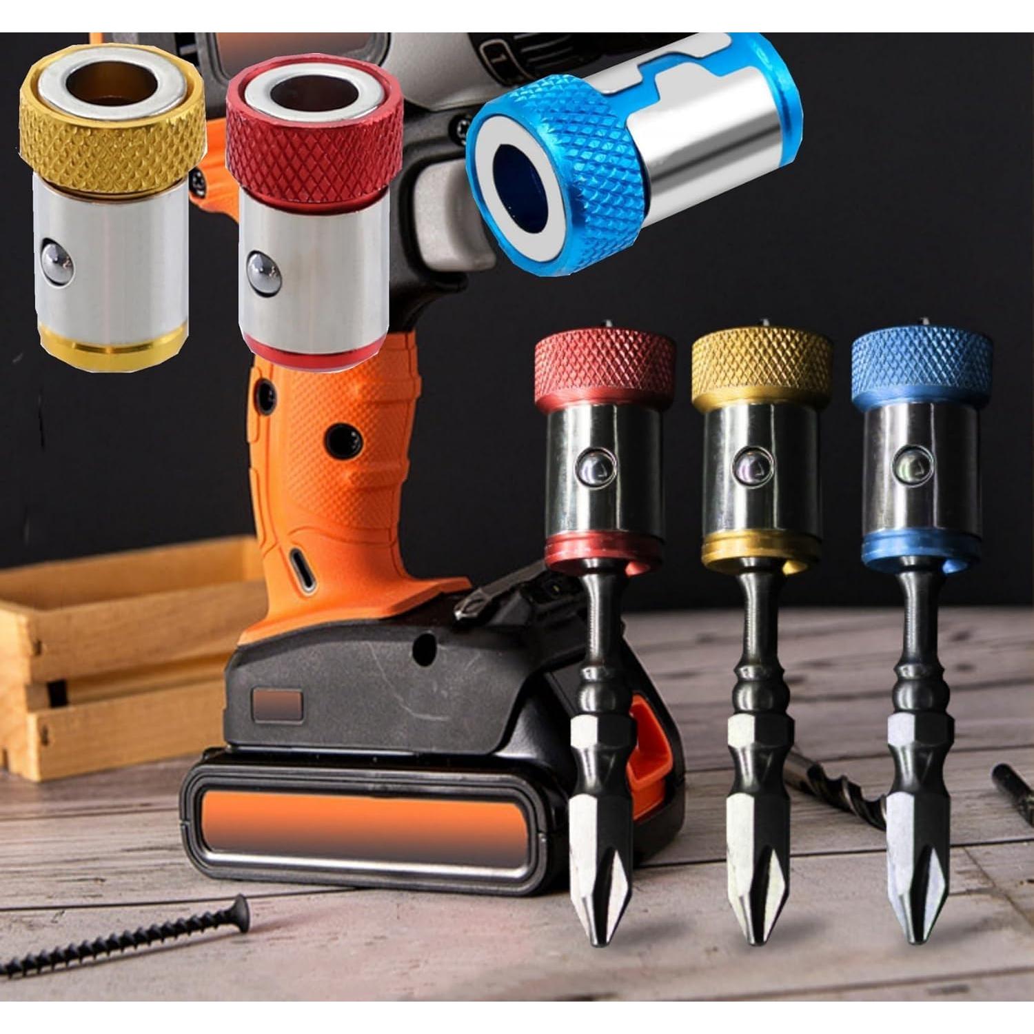 Upgrade Screwdriver Head Magnetic Ring, Universal Magnetizer Screw Removable for Hex Screwdriver and Power Bits, Magnetic Screw Ring Bit Magnetizer Ring Metal Magnetizer Screw (1, Blue)