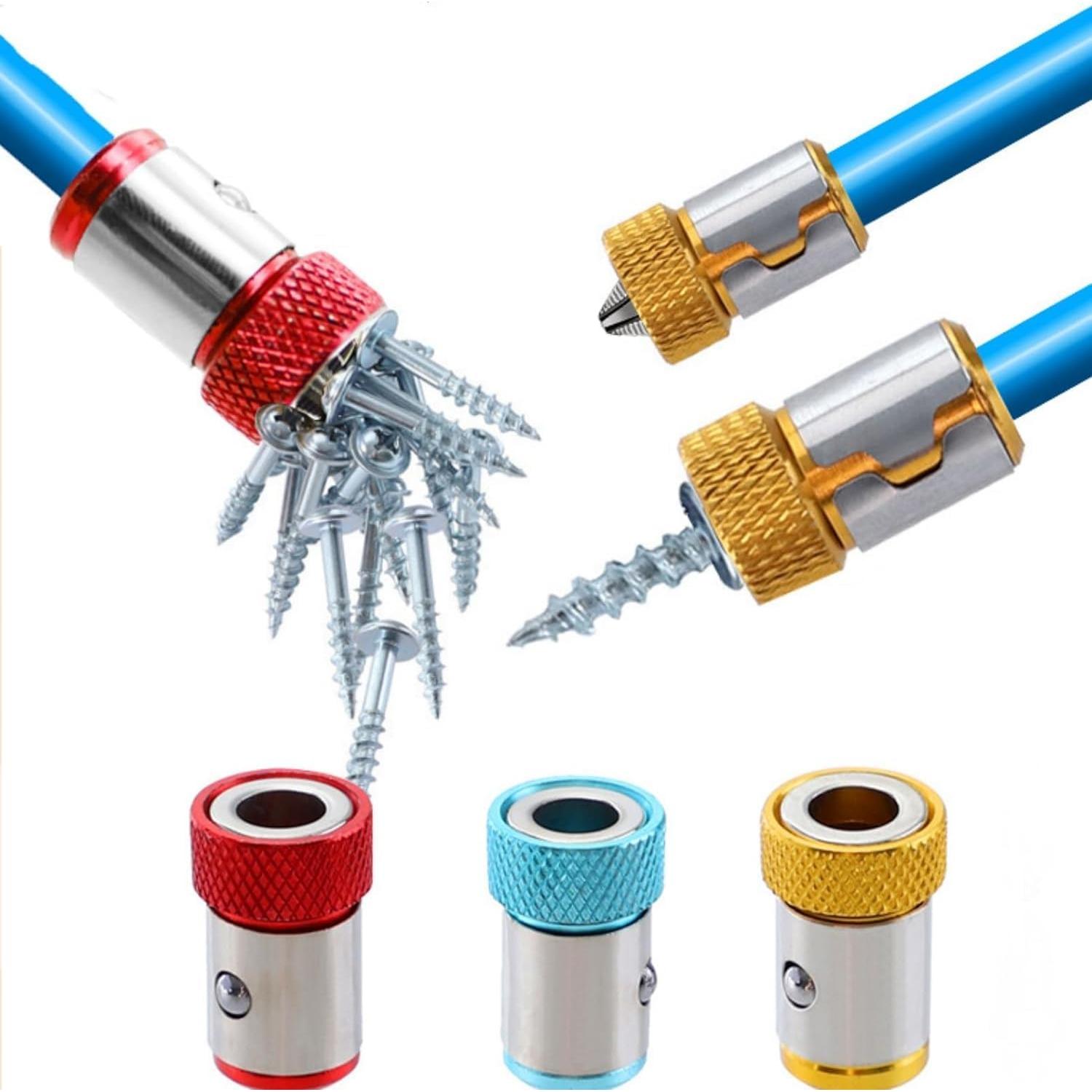 Upgrade Screwdriver Head Magnetic Ring, Universal Magnetizer Screw Removable for Hex Screwdriver and Power Bits, Magnetic Screw Ring Bit Magnetizer Ring Metal Magnetizer Screw (1, Blue)