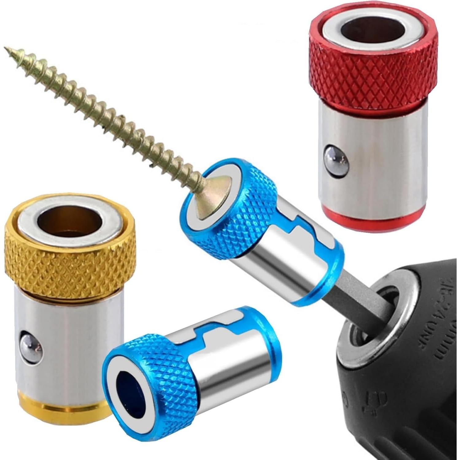 Upgrade Screwdriver Head Magnetic Ring, Universal Magnetizer Screw Removable for Hex Screwdriver and Power Bits, Magnetic Screw Ring Bit Magnetizer Ring Metal Magnetizer Screw (1, Blue)