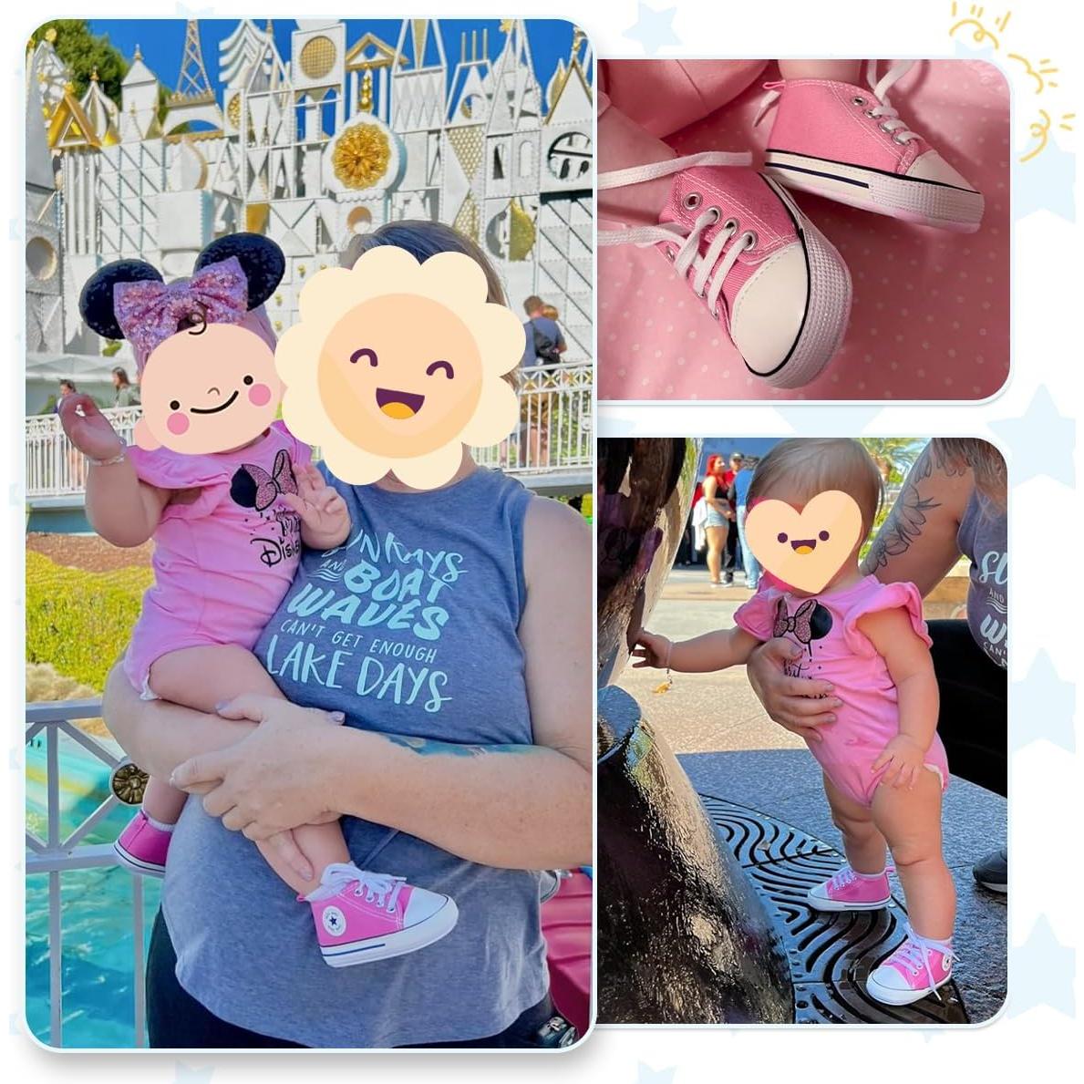 Zapatillas de Lona Altas para Bebés Meckior Rosa 0-6 Meses