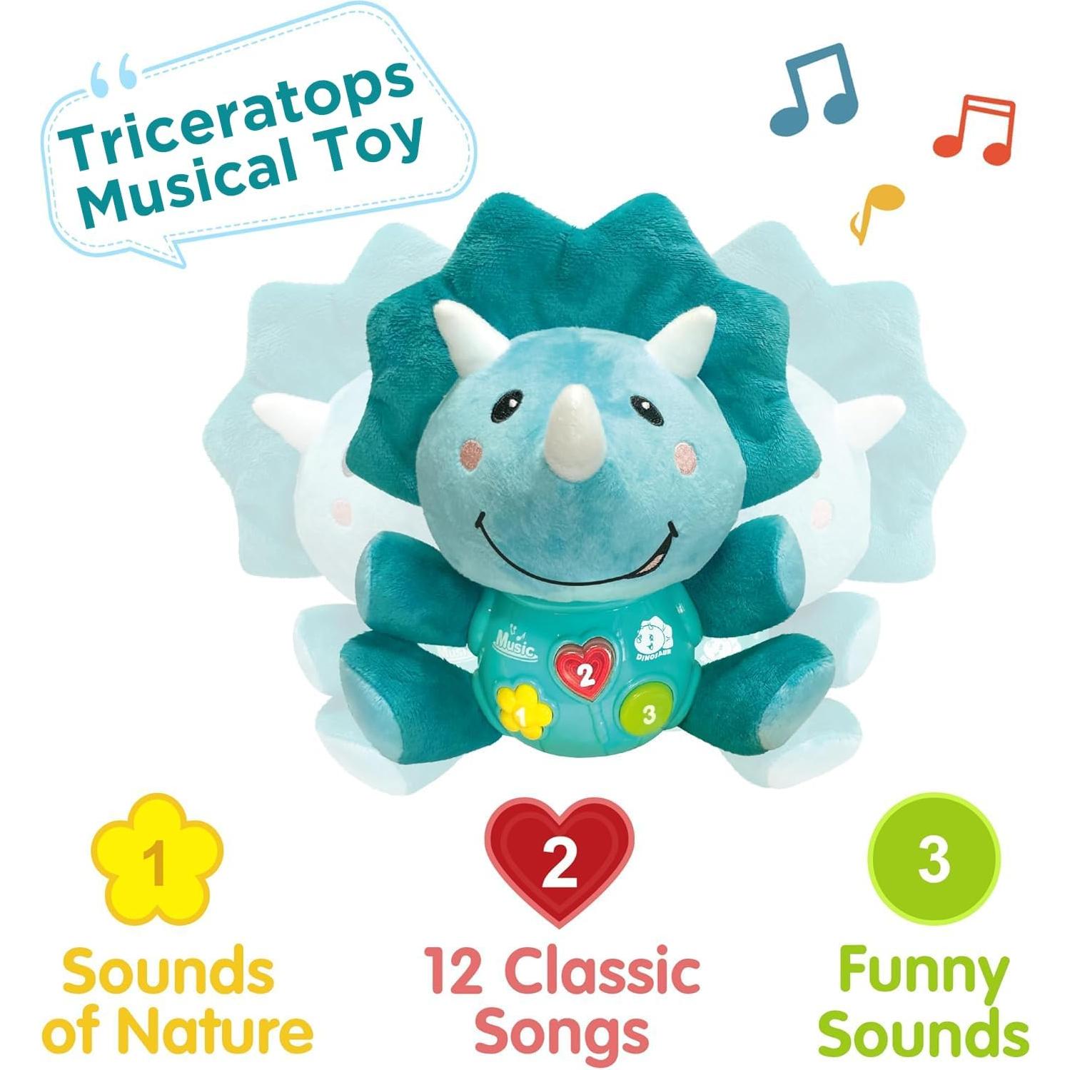 Juguete Musical Dinosaurio iPlay, iLearn para Bebés 0-3 Años