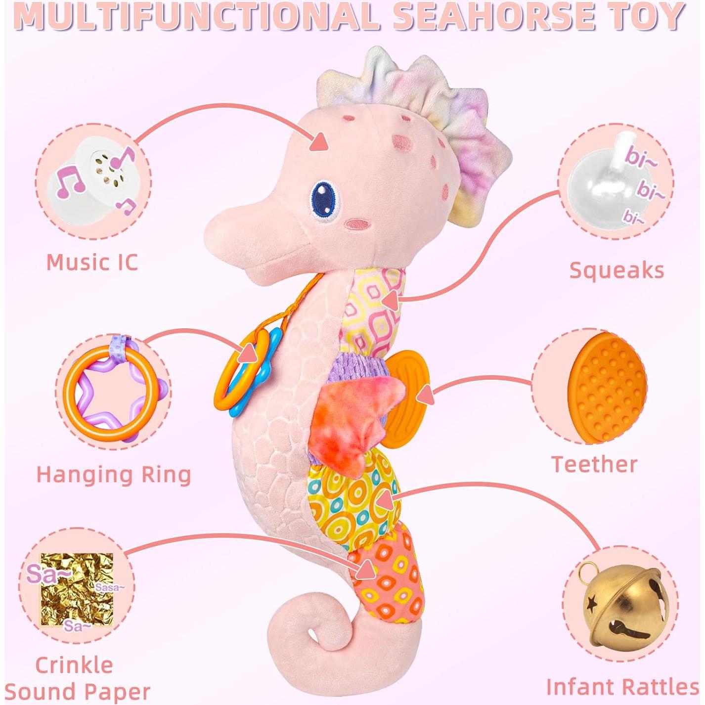 Juguete Caballito de Mar Musical Rosa para Bebés 0-12 Meses