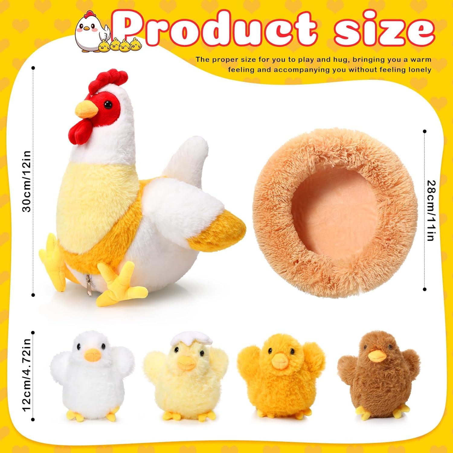 Juguete de peluche gallina Skylety 30 cm con pollitos