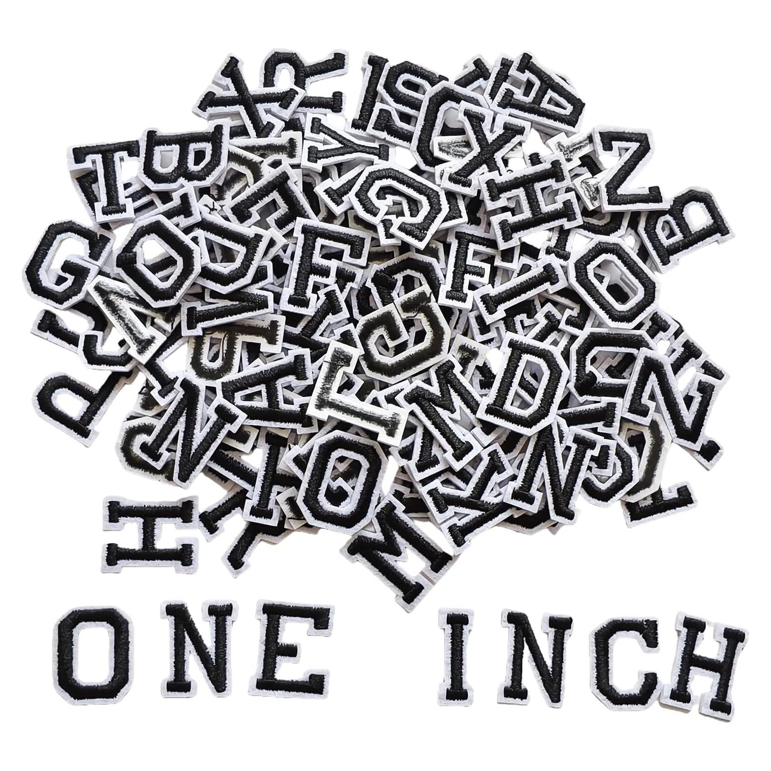 130 Parches Bordados Letras A-Z Zlettery 2.54 cm Negro