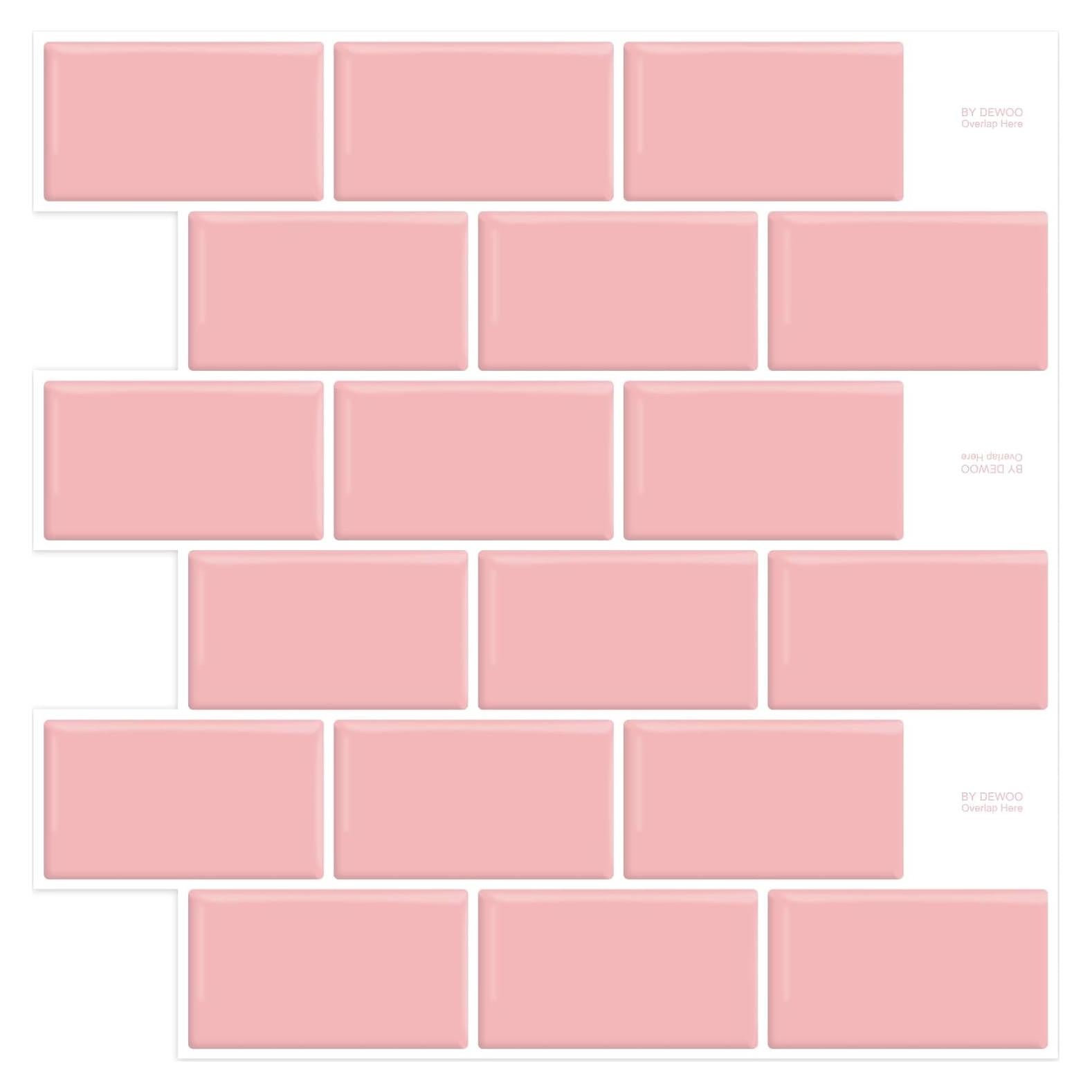 Azulejos autoadhesivos DEWOO rosa 30.48x30.48 cm 10 hojas