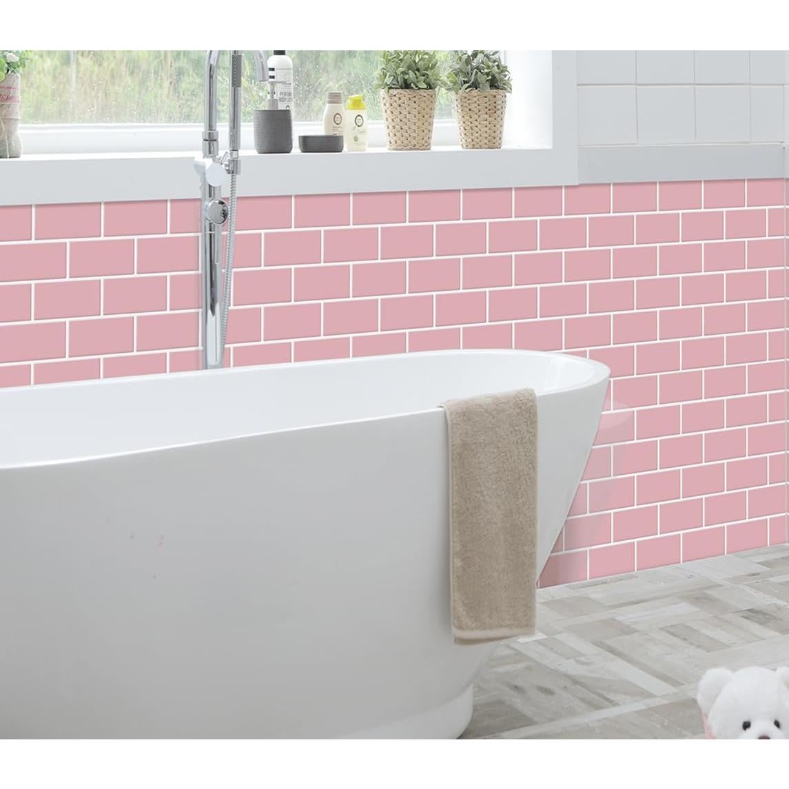 Azulejos autoadhesivos DEWOO rosa 30.48x30.48 cm 10 hojas