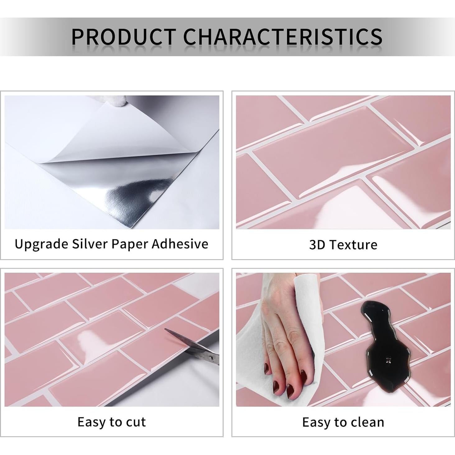 Azulejos autoadhesivos DEWOO rosa 30.48x30.48 cm 10 hojas