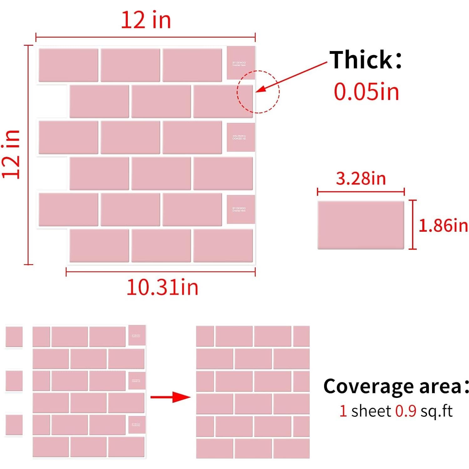 Azulejos autoadhesivos DEWOO rosa 30.48x30.48 cm 10 hojas