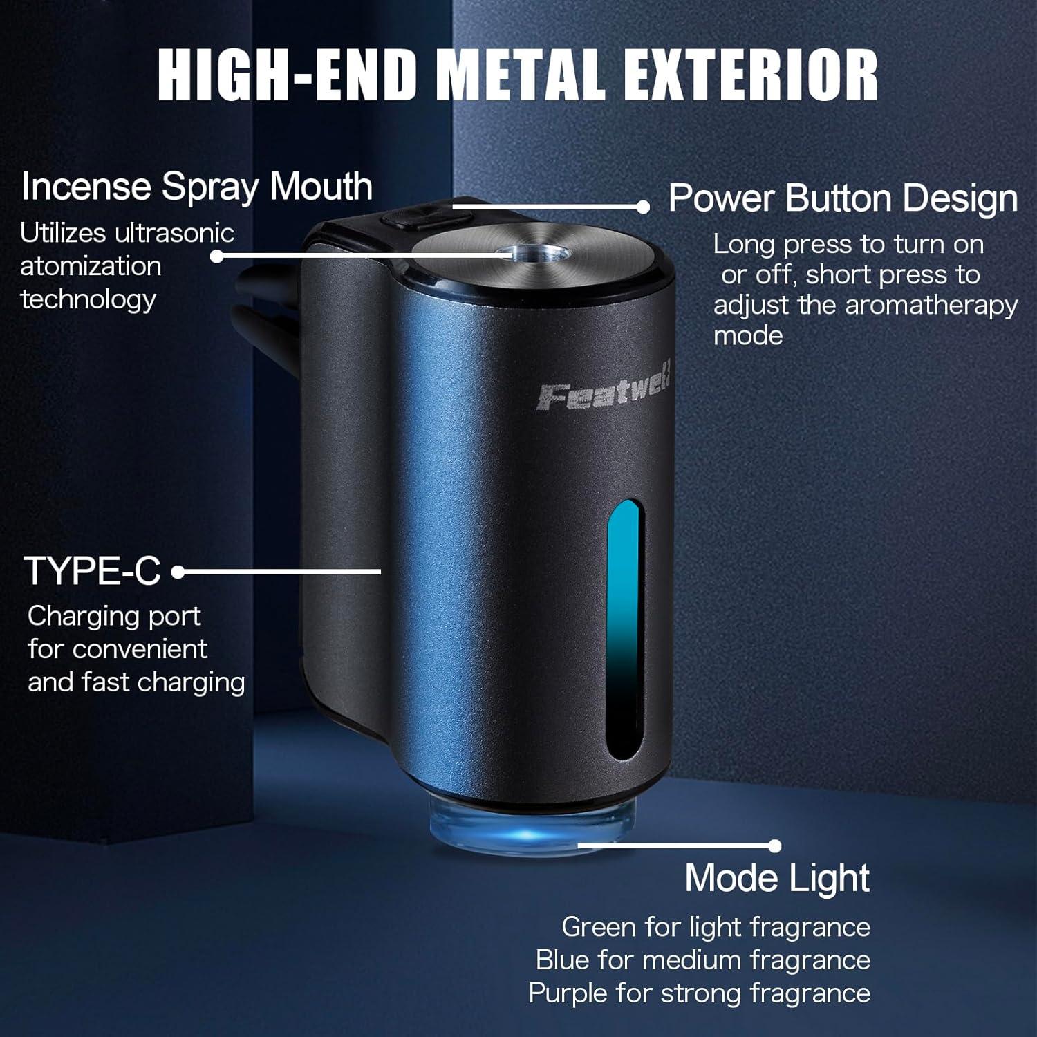 Difusor de Aromaterapia para Automóvil Featwell Negro 10ml