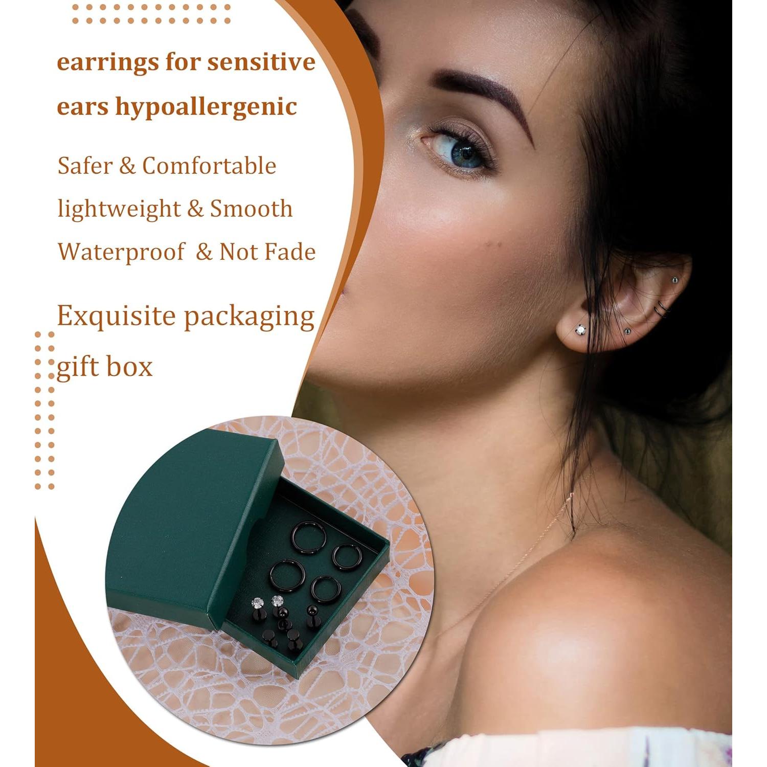 Pendientes de Titanio Staligue 5 Pares Hipoalergénicos para Mujeres